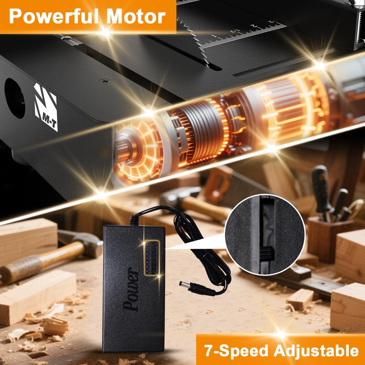Mini Table Saw, M-T Multi-Functional Desktop Portable Table Saw for Crafts with Adjustable Speed & Angle, All-in-One Cutting, Sanding, Engraving & Drilling Tool for Wood, Acrylic, Plastic, PCB