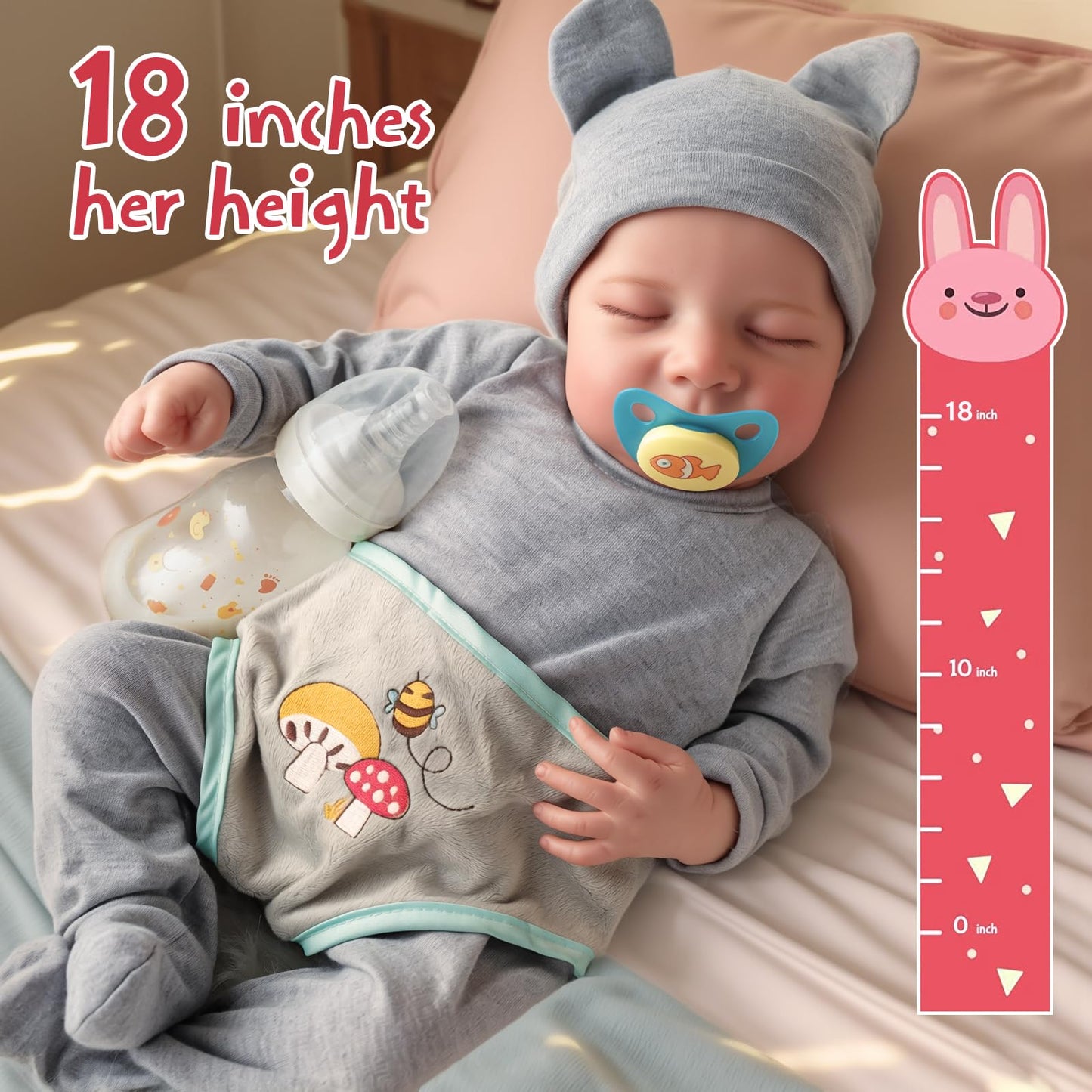 JIZHI Lifelike Reborn Baby Dolls - 17 Inch Realistic Newborn Baby Dolls Real Life Baby Dolls Full Vinyl Poseable Body Sleeping Baby Boy with Feeding Kit for Children 3+
