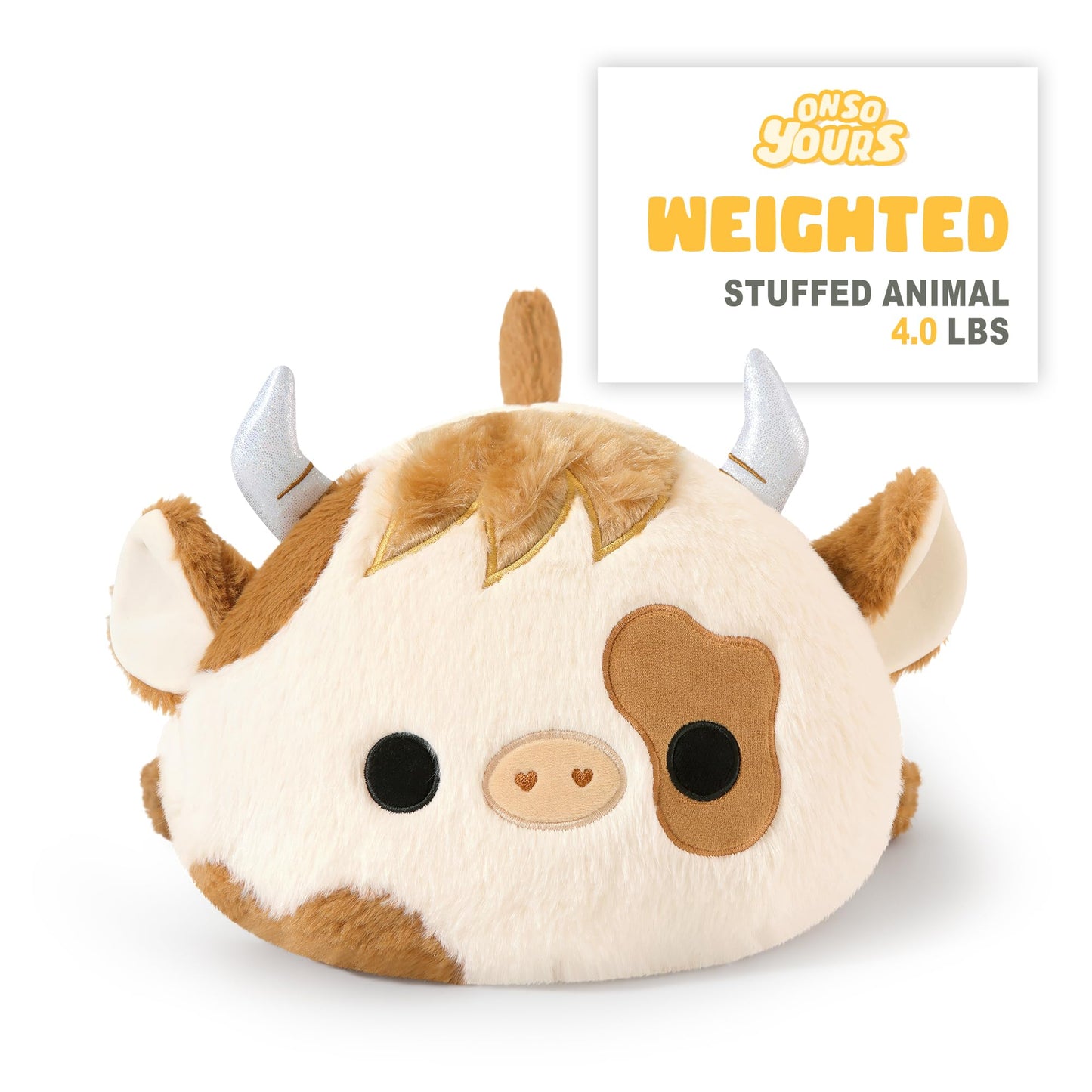 Onsoyours Original Weighted Stuffed Animals, 4.0 lbs Weighted Highland Cow Plush Toy, 20" Large Soft Weighted Scottish Cow Pillow Gifts for Kids & Adults