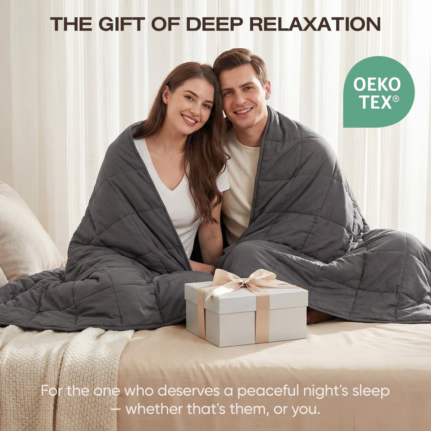 RJOP Cooling Weighted Blanket for Adults (20lbs, 60"x80") Heavy Blanket with Premium Glass, Queen Size Perfect for 190-210 lbs, Soft Breathable, Dark Grey