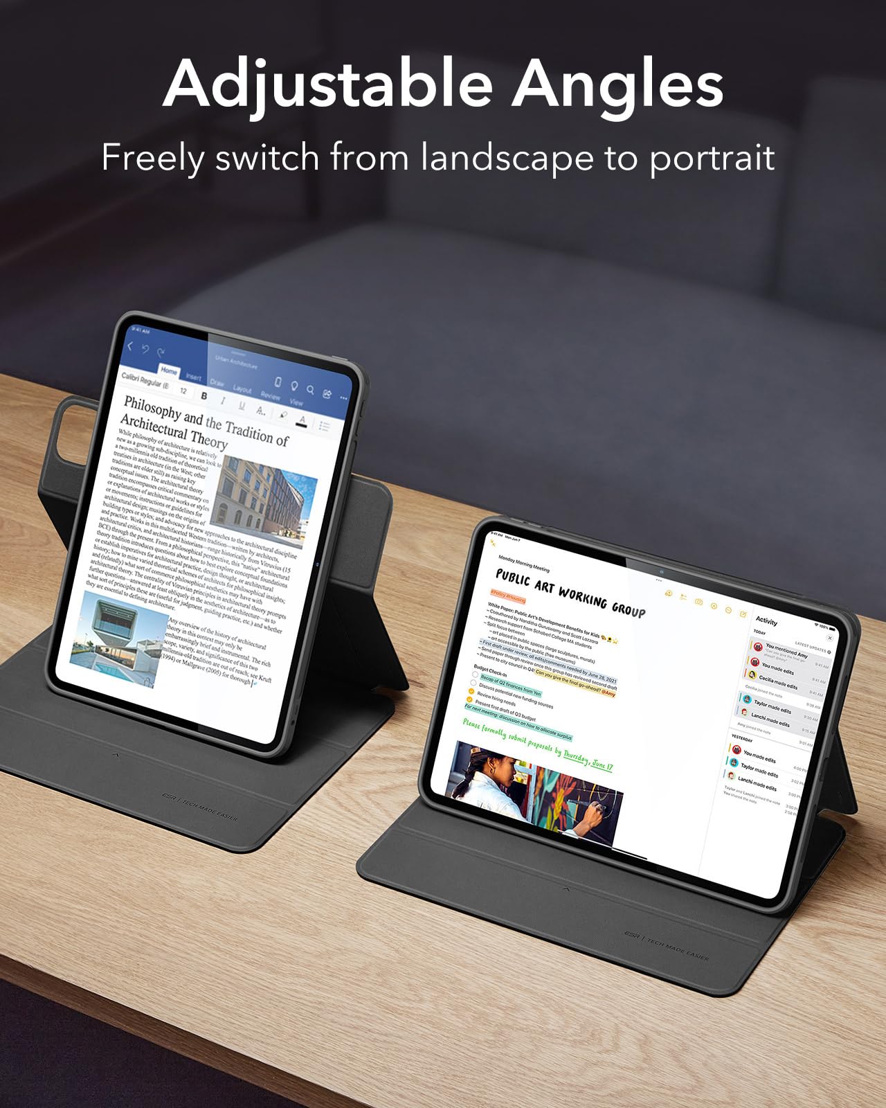 ESR for iPad Pro 13 Inch Case M4(2024), iPad Pro 13 Case with Pencil Holder, Removable Magnetic Cover, Vertical Stand, Fully Supports Pencil Pro and Pencil(USB-C), Rebound 360 Series, Black