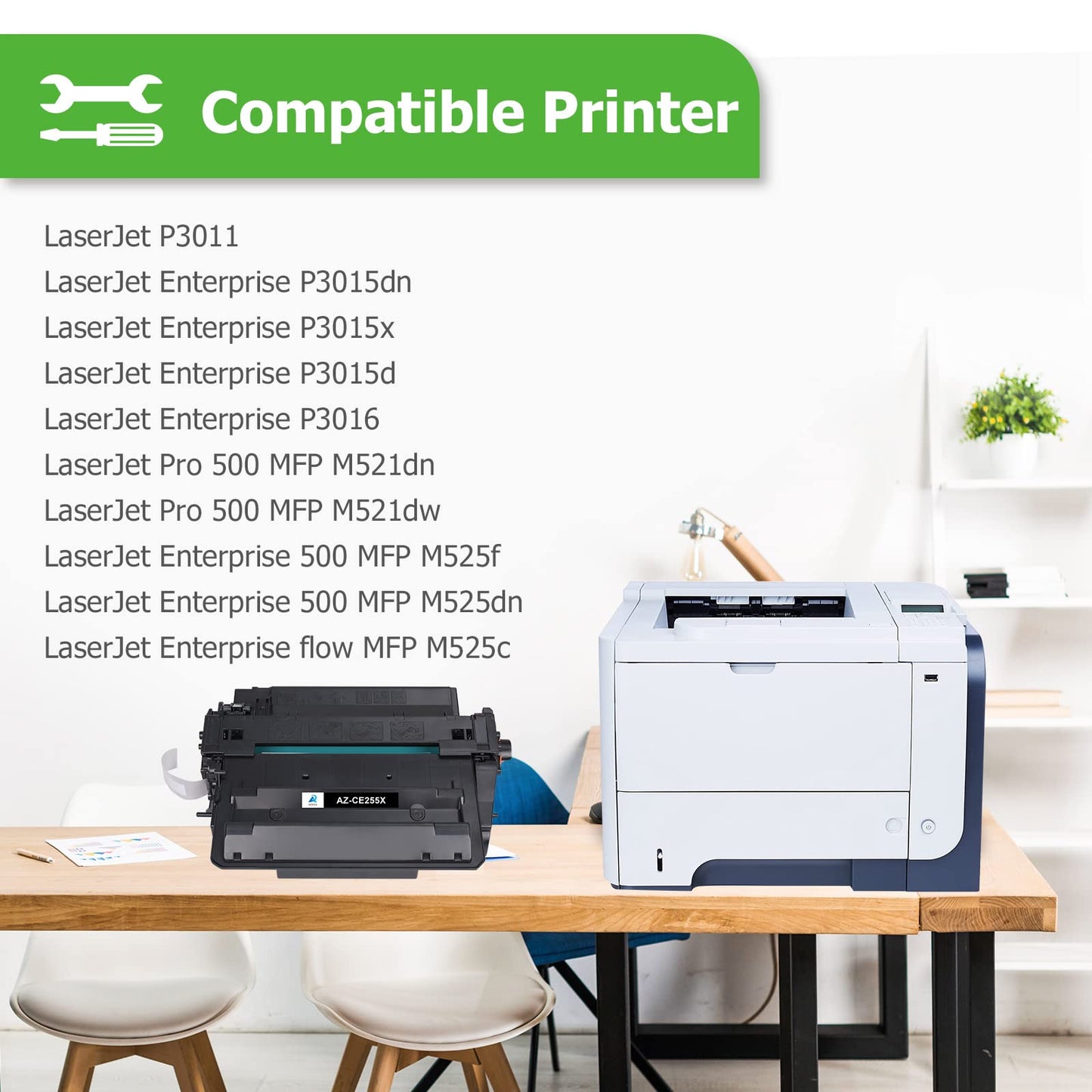 Aztech Compatible Toner Cartridge Replacement for HP CE255X 55X CE255A 55A LaserJet Enterprise P3015dn P3015x LaserJet Pro 500 MFP M521dn M521dw (Black, 2-Packs)
