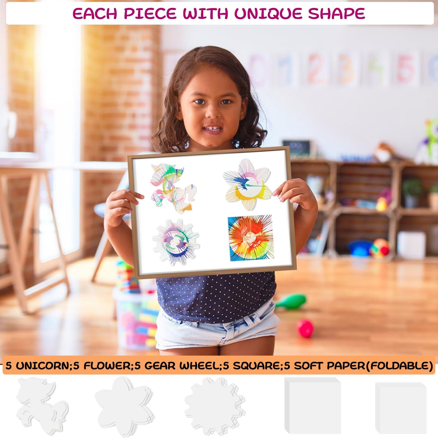 Sixth Space Spin Art Machine with Adjustable Speed for Kids Ages 6+, Arts&Crafts Paint Spinner Toys with Thicker Splatter Guard, Origami Artwork, Kids Crafts Kits, Gift for Boys Girls Adults