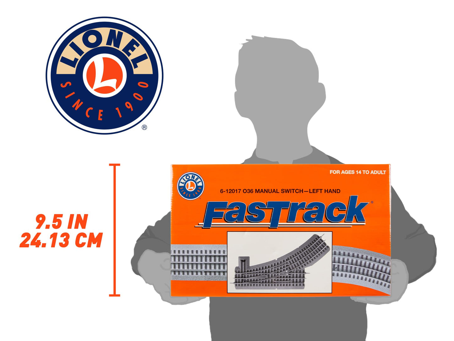 Lionel FasTrack 036 Manual Switch, Electric O Gauge, Left Hand, for 14 years old and up