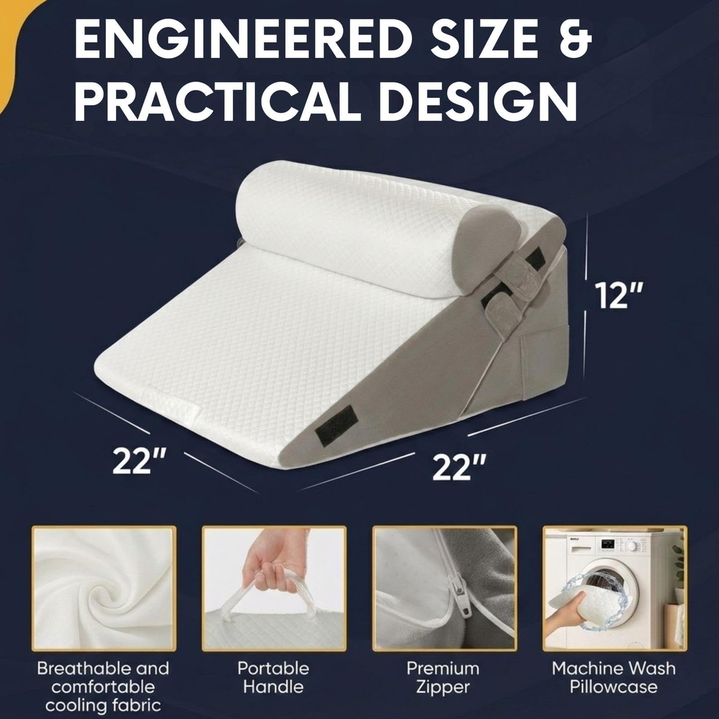 10-in-1 Adjustable Design 3PCS Wedge Pillow for Sleep Apnea, Wedge Pillow for Acid Reflux Relief, Orthopedic Headboard Bed Wedge Pillow for Sleeping, Neck & Back Support for Snoring and Reading