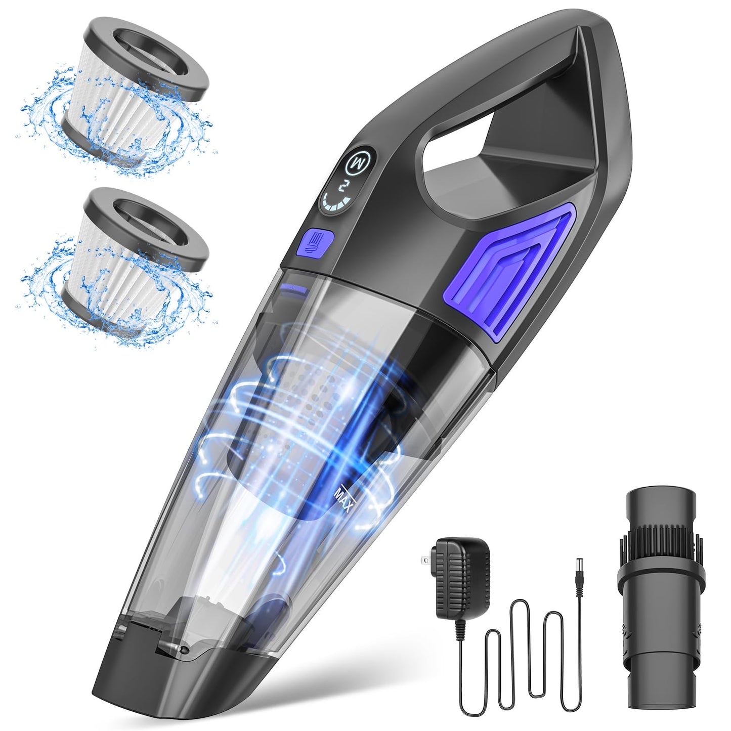 ATONEP Handheld Vacuum Cordless Cleaner,Powerful Portable and Dust Buster Hand Vcauum Rechargeable with Large-Capacity Battery for CarPetOfficeHome (Dark Blue)