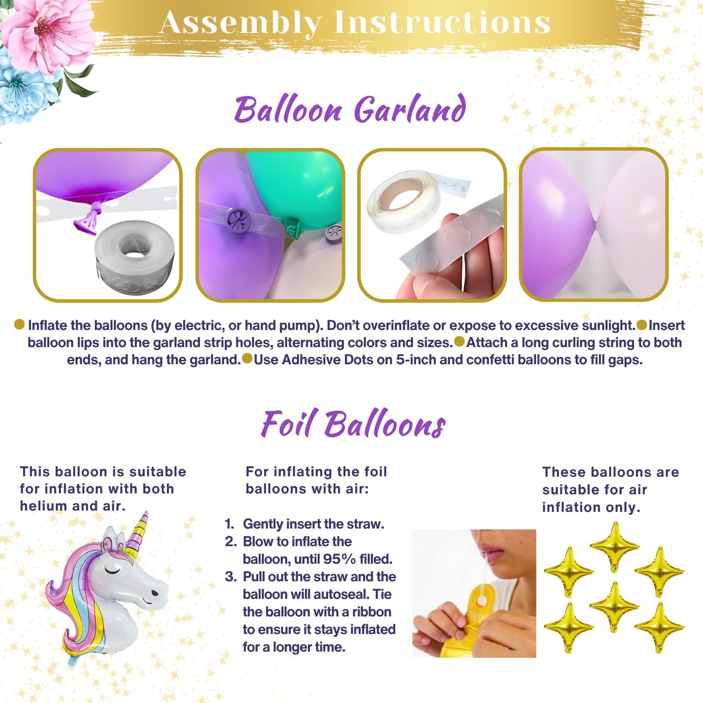 245 Pieces RainMeadow Unicorn Birthday Decorations for Girls Kit, All-in-1 Party Supplies Pack With Balloon Garland, Fringe Curtains, Foil Balloons, Backdrop, Crown, Sash - Pink, Purple, Teal, Gold
