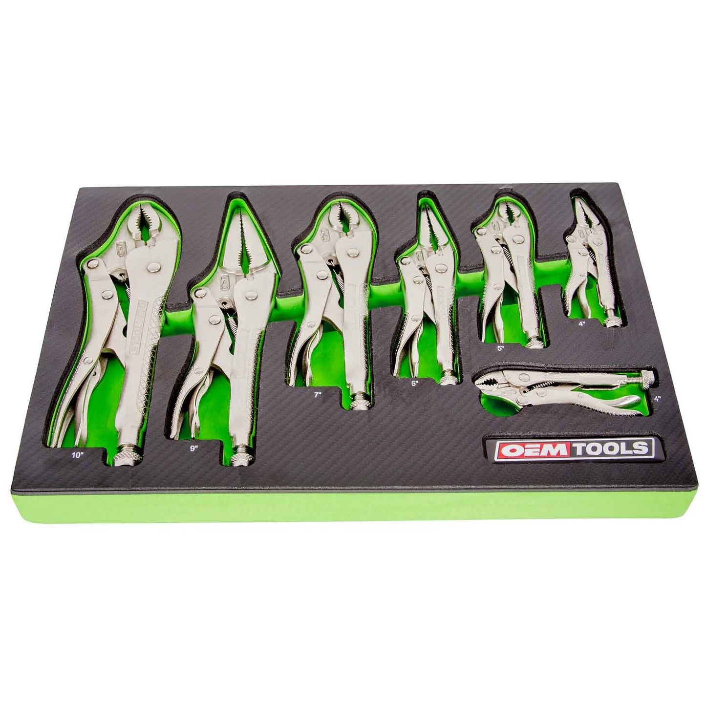 OEMTOOLS 23987 7-Piece Set Locking Pliers, Curved and Long Nose Vise Grips for Gripping and Clamping Tasks, Precision-Machined Vise Grip Jaws, Heat-Treated Alloy Steel, Includes EVA Tray
