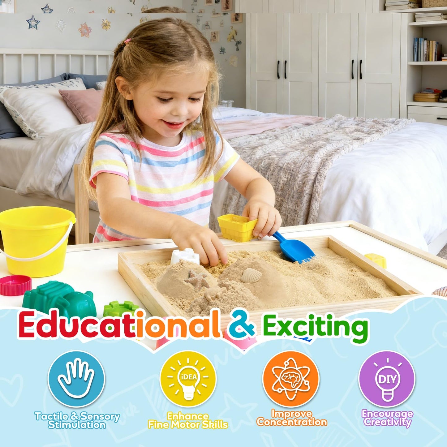 FURWEY 13.3lbs Play Sand, Natural Brown Sensory Sand,Suitable for Children to Shaping, Squeezing and Molding