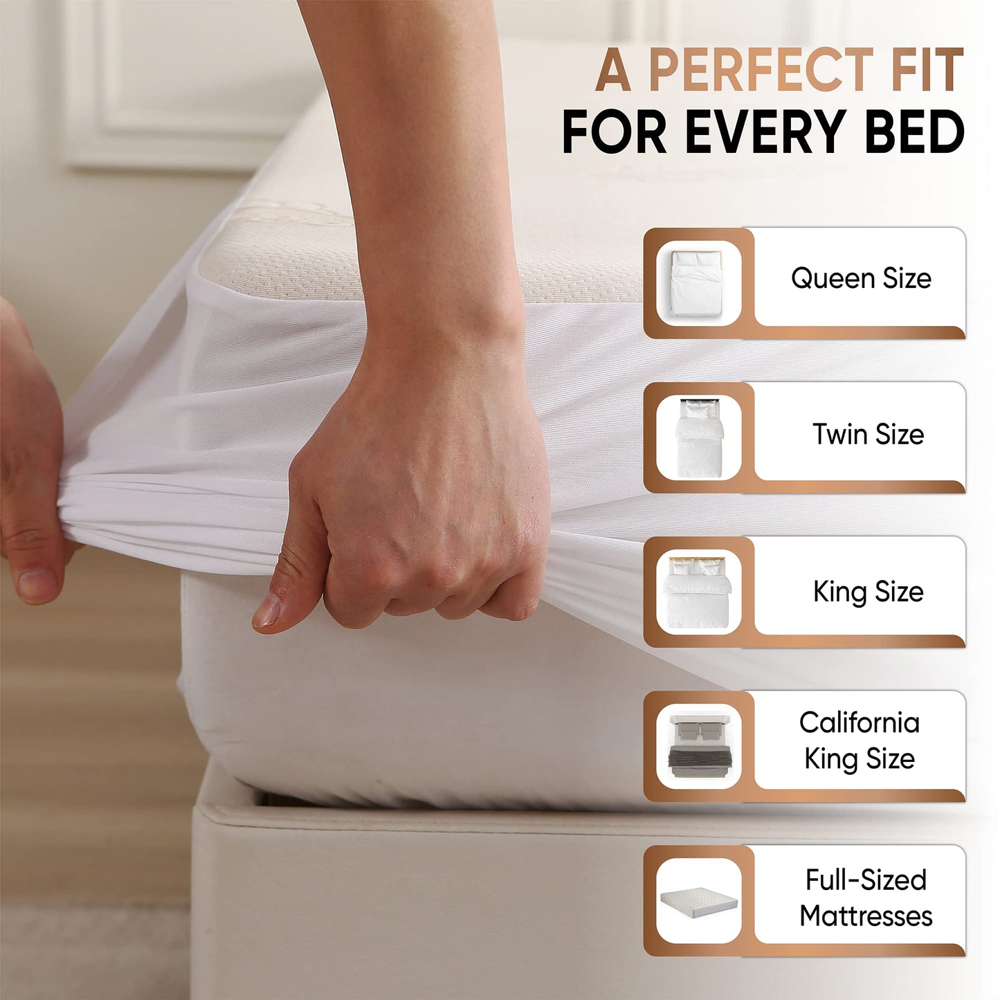 Waterproof Organic Mattress Protector Full - Organic Cotton Breathable Mattress Pad Cover - 250 GSM Comfort - Deep Pocket - Fitted Comfort