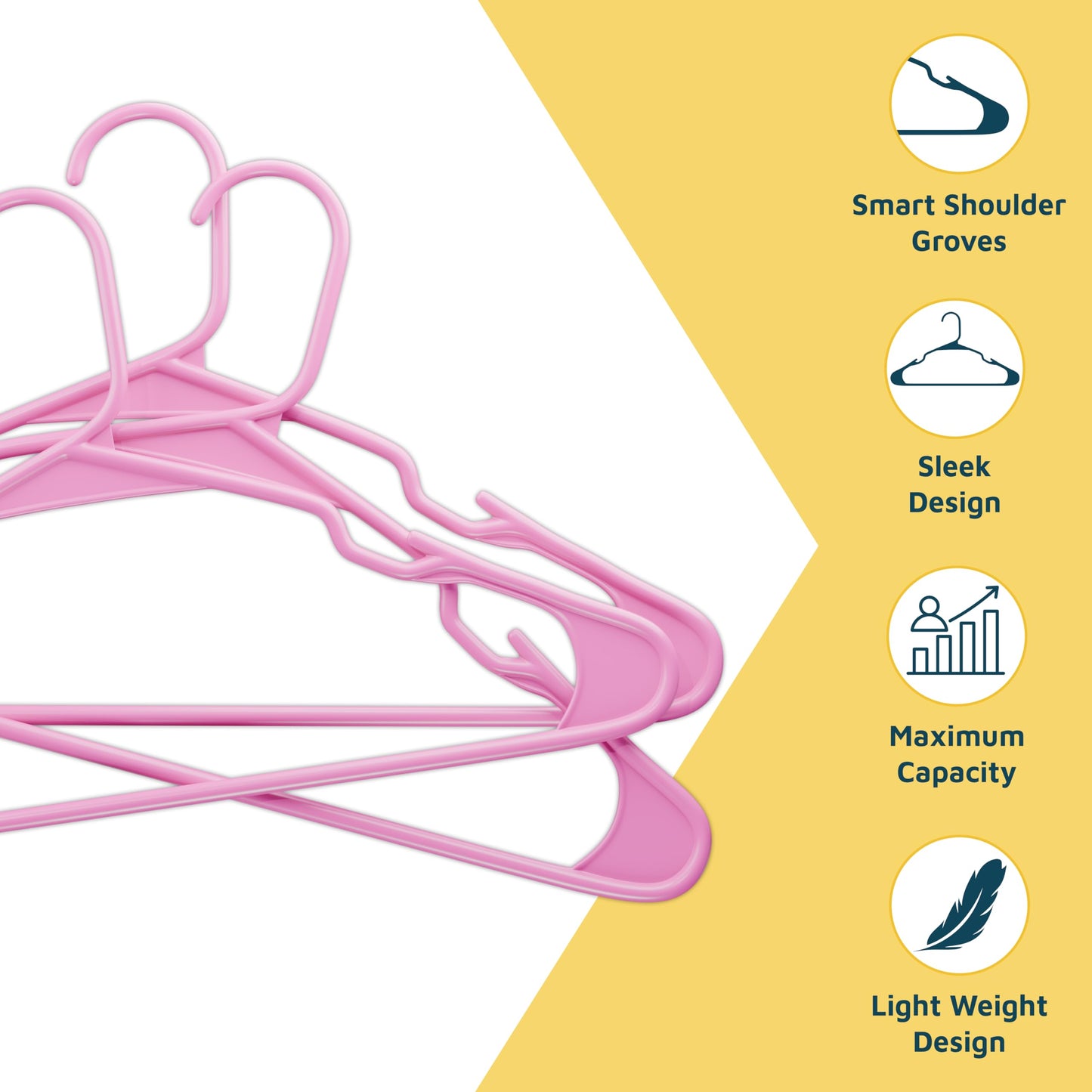 Lifemaster Plastic Clothes Hangers – Heavy Duty Hanger Set, for Organizing Clothes, Dresses, and Coat, Holds Up to 5 lbs, Space-Saving Hangers with Non-Slip Shoulder Grooves, Pack of 100, Pink