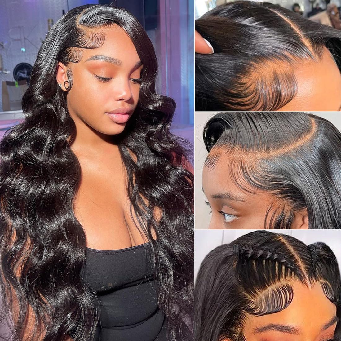 GOMOST Body Wave Lace Front Wigs Human Hair Pre Plucked 180 Density 13x4 HD Lace Frontal Wigs for Black Women Glueless Wigs Brazilian Virgin Human Hair Wig with Baby Hair 24 Inch