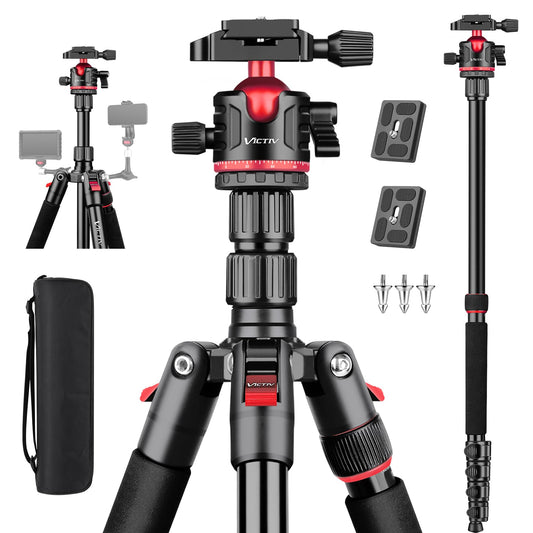 78" Aluminum Camera Tripods & Monopods, Victiv Compact Travel Tripod for Camera DSLR, Spotting Scope,Telescope, Binoculars, Porfessional Heavy Duty Camera Tripod Stand for Photography Video Recording