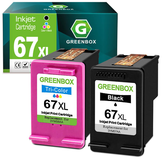 67XL Ink Cartridges Black/Color Combo Replacement for HP 67 XL 67XL Ink Cartridge for DeskJet 4155e 2734e 4100e 2855e 4255e 2700 2755e 2700e Envy 6055e 6000 6455e 6400 Printer Ink 67 (2-Pack)