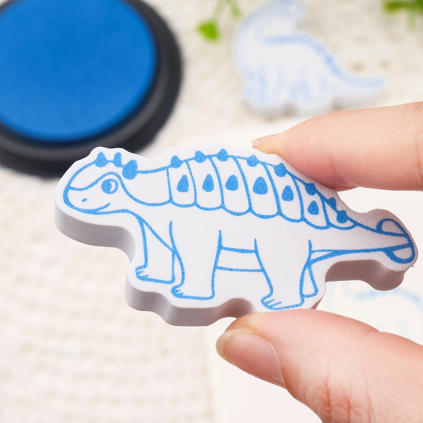 Briartw 2 Pack EVA Stamp Sets Bundle with Ink Pads – 39pcs Alphabet Stamps & 21pcs Dinosaur Stamps – Perfect for Kids Crafts, Scrapbooking, Card Making