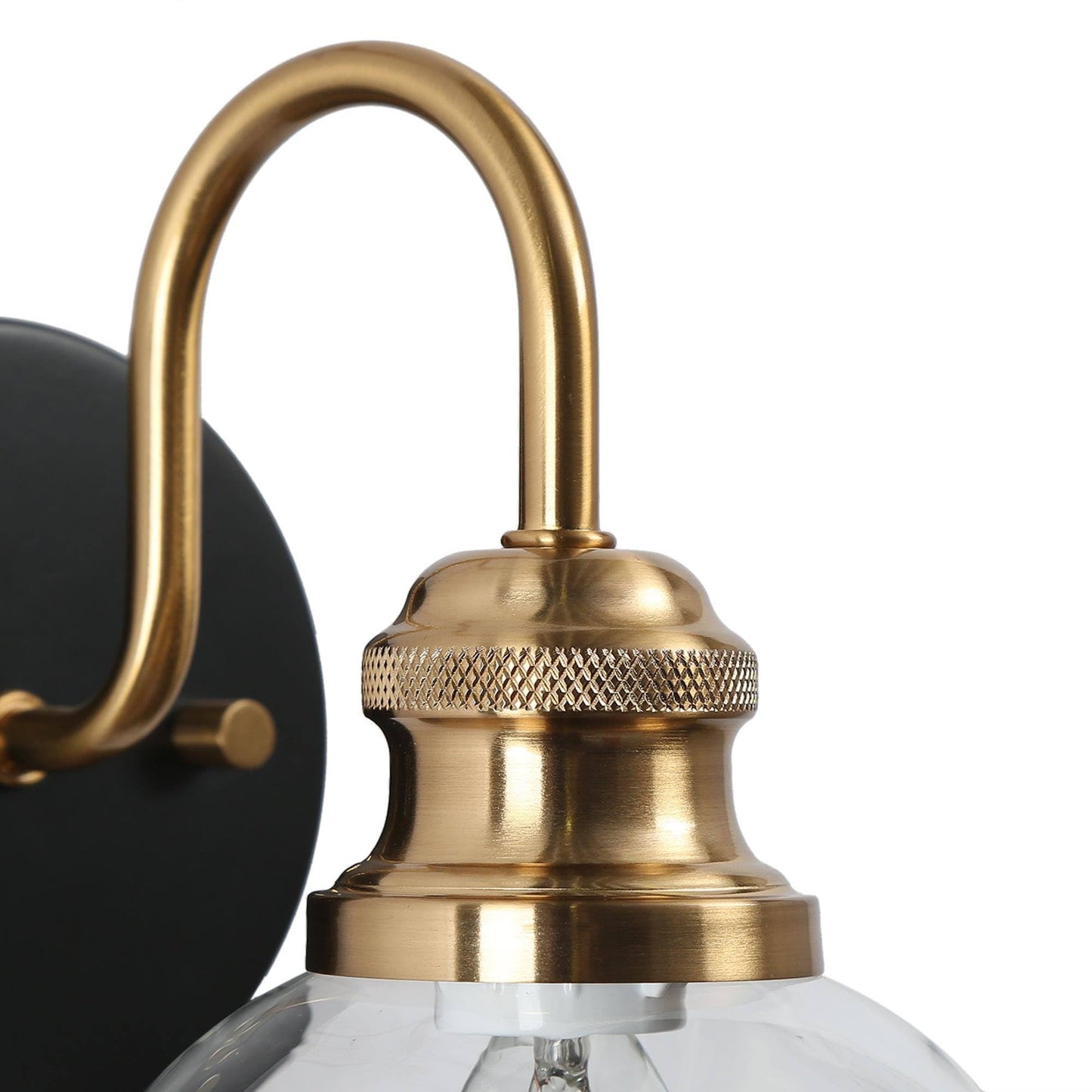 KSANA Black Gold Sconce, Modern Globe Wall Sconces Lighting with Clear Glass Shade, 1-Light Brass Wall Mounted Light Fixture for Bathroom, Kitchen, Bedroom and Stairway