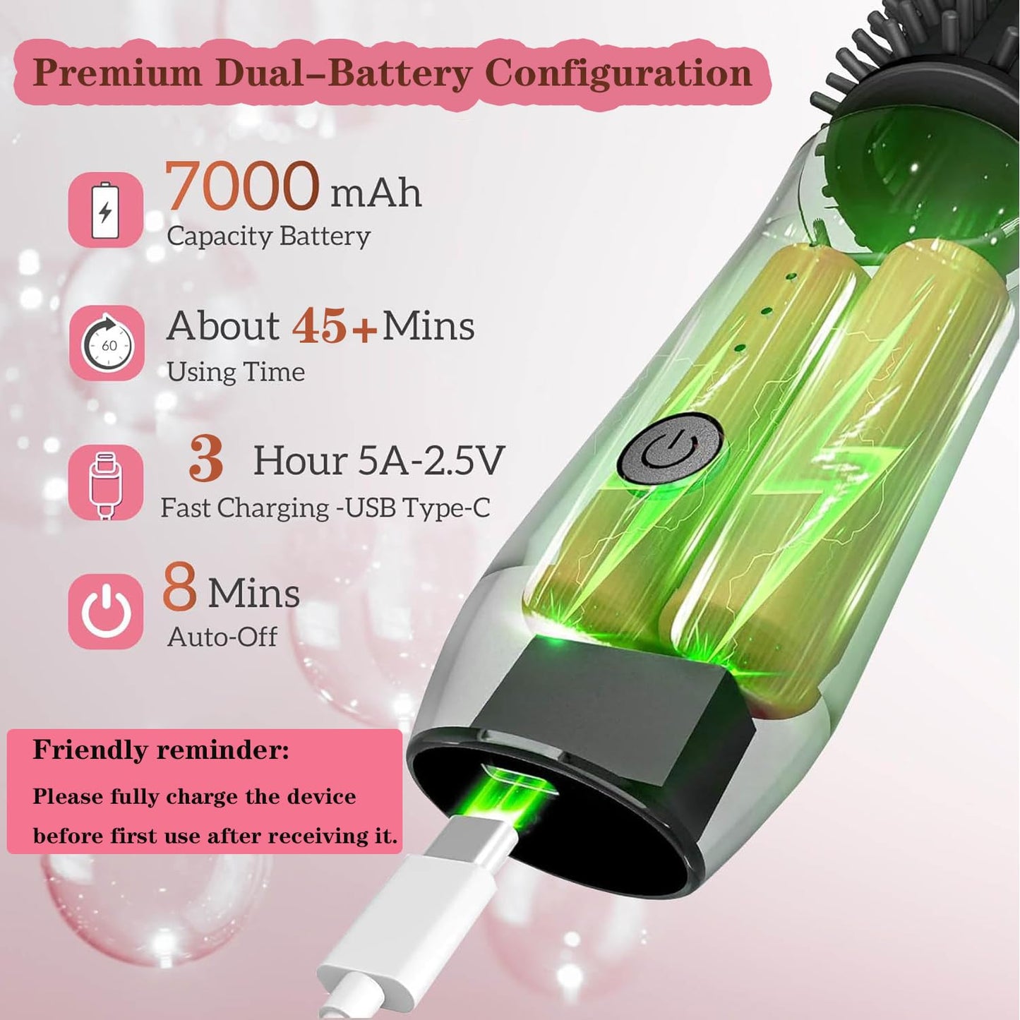 3-in-1 Cordless Curling Brush Iron & Heated Round Brush & Hair Straightener Comb, Portable Rechargeable Travel Hair Curler for Women