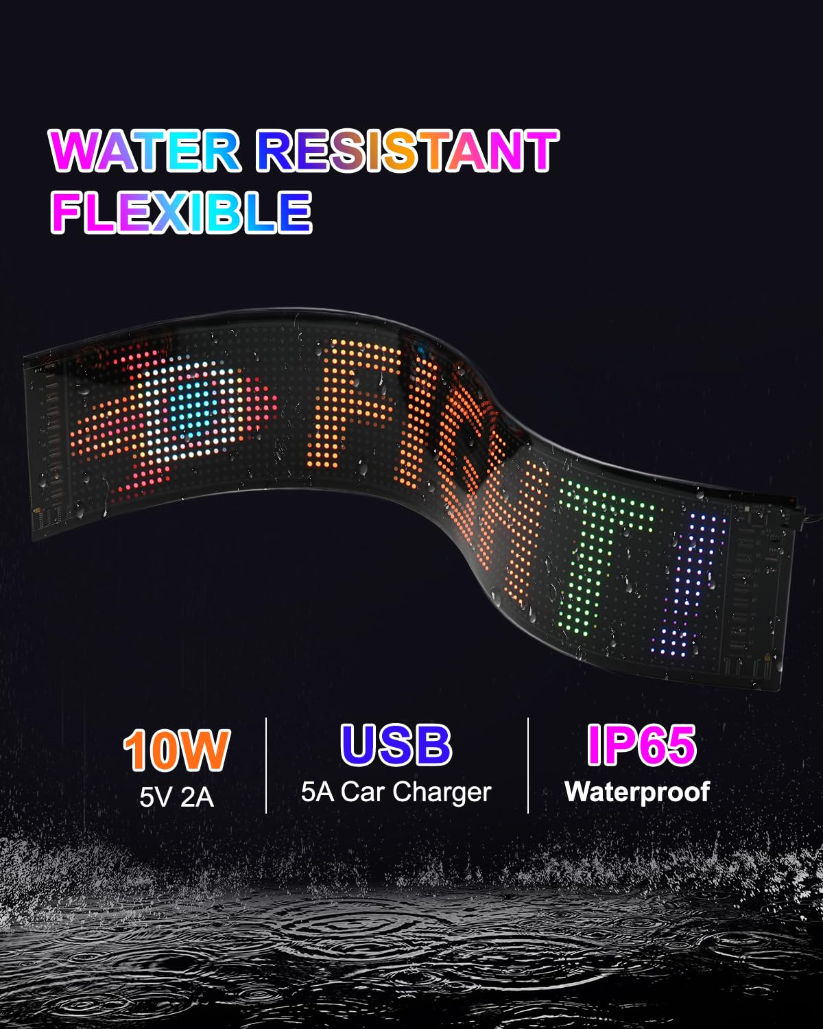 wooaismart Programmable LED Scrolling Sign - Full Color Display Board with Bluetooth APP Control - Custom Text & GIF Patterns - Perfect for Business Advertising & Car Displays (Full Color, 23" x 5")
