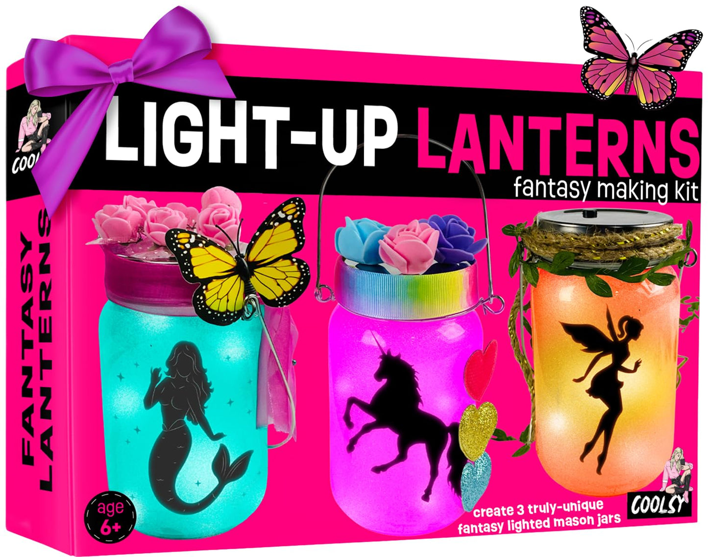WOOODLIFY Fairy Lantern Craft Kit - Gift for Kids Girls - Jar Night Light DIY Garden Decor Art Project, Creative Activities for Birthday Party and School