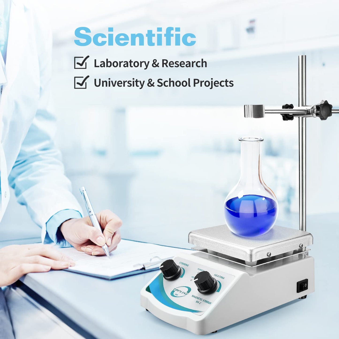 SH-2 Hot Plate Magnetic Stirrer Mixer Dual Control with 1 inch Stir Bar (New Style)