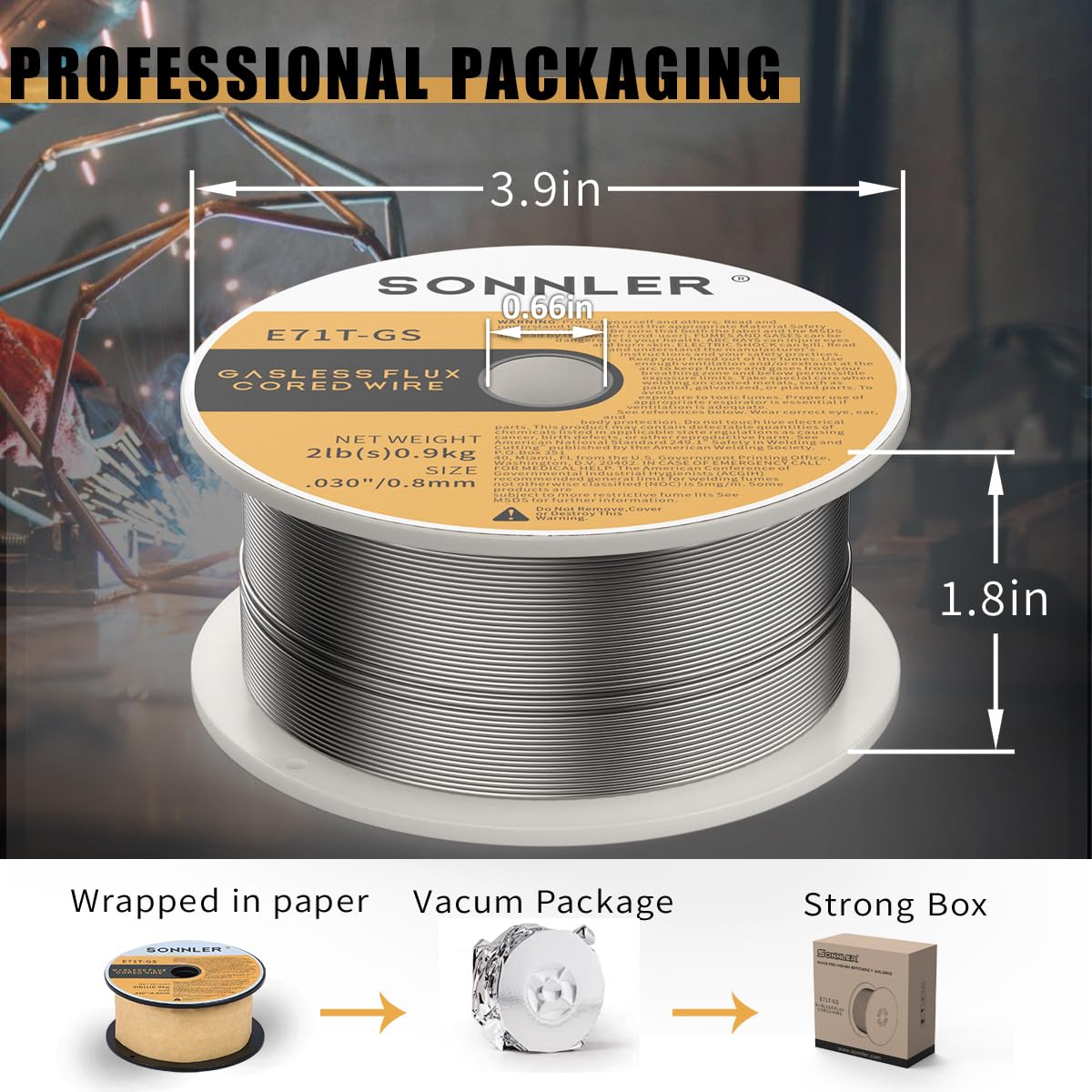 SONNLER .030 Flux Core Welding Wire, Mig Welding Wire, 2Lbs Low Splatter Mild Steel E71T-GS Wire Compatible With HF Fourney Harbor Welder(3 PACK)