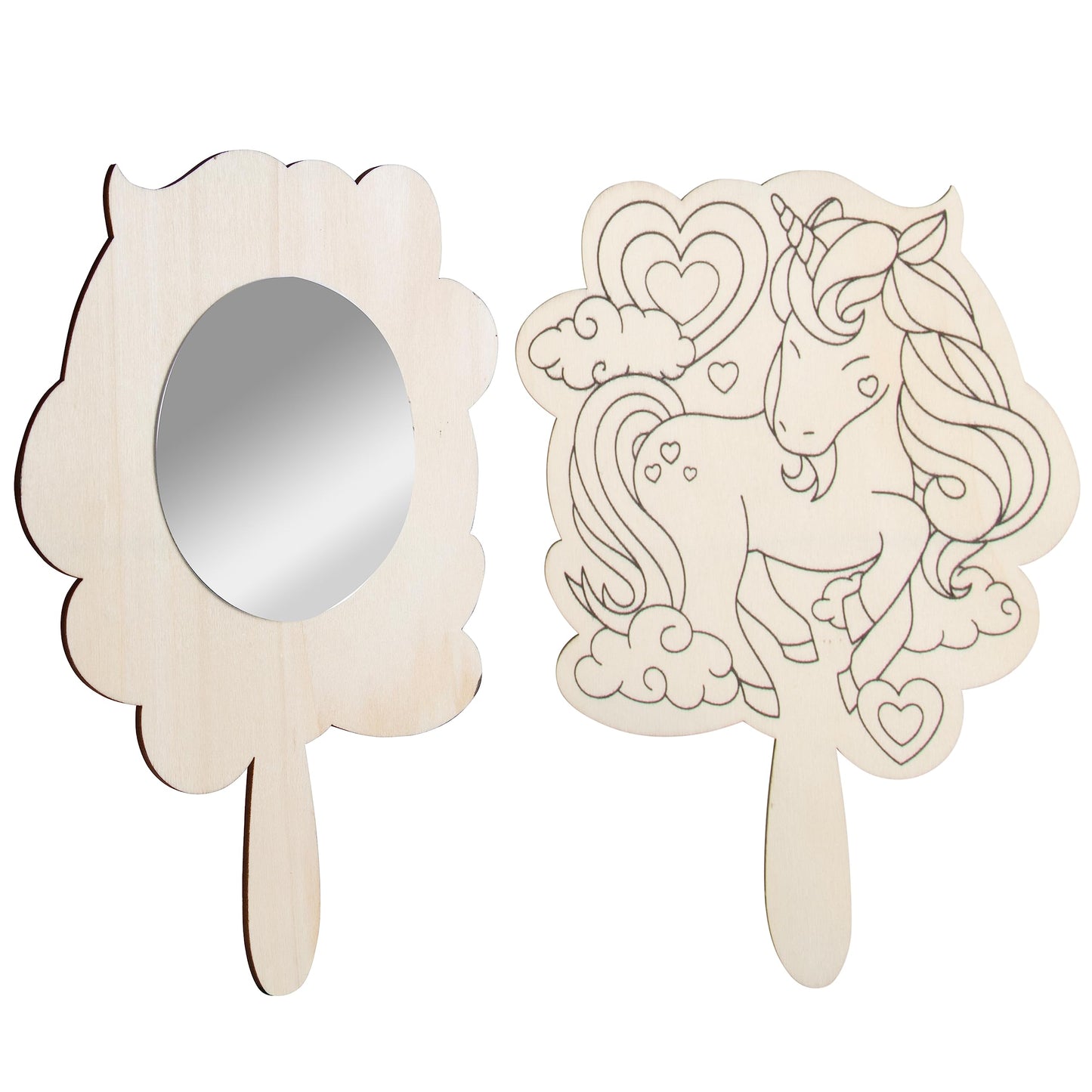 Idiy Paint Your Own Mirror Kids Party Craft Kits(12 Unicorn Friends Wood Mirrors w Paints)-Each Kit Has its Own Brush, Paint, & Project-Fun, Unique Birthday Favors, Classroom School Activity Gift