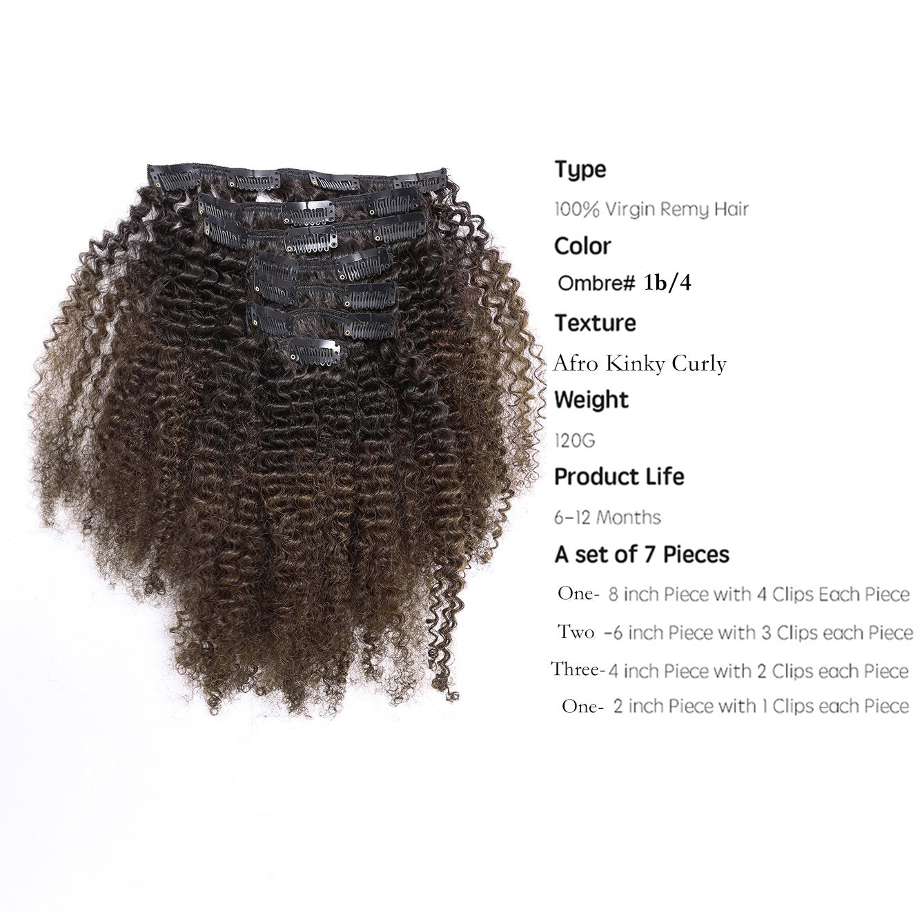 Lacer Hair Curly Clip in Real Remy Human Hair Extensions Afro Kinky Curly Clip ins 4B 4C Natural Black Hair Extensions with 17 Clips 120G Full Head,10 inch,T#1B/4 AC
