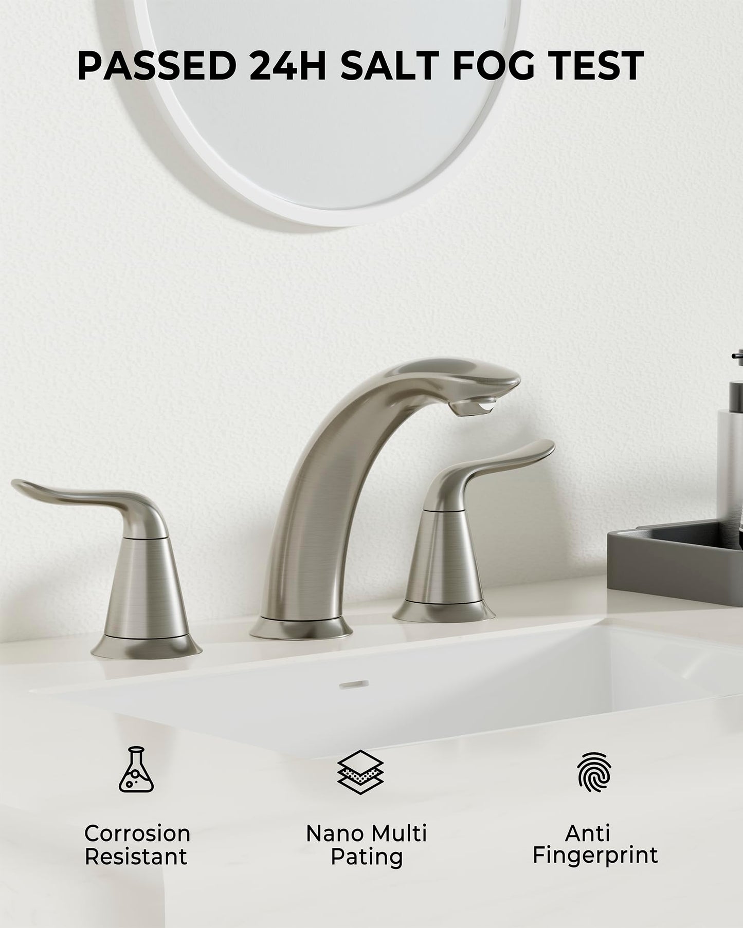 VXV Bathroom Faucet 3 Hole, 8 Inch Widespread Bathroom Sink Faucet for Lavatory Vanity with Pop-up Drain Brushed Nickel