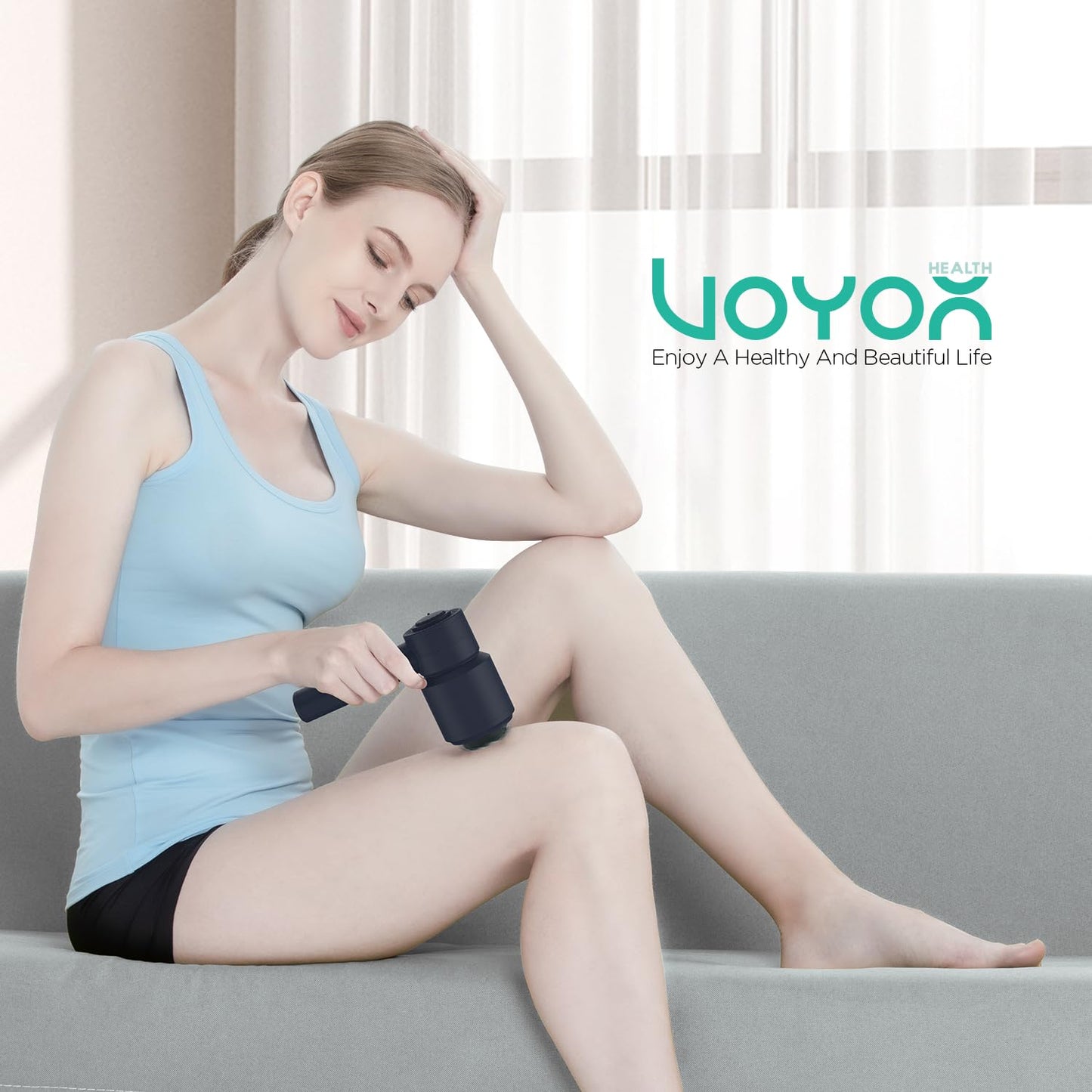 VOYOR-HEALTH Handheld Cellulite Massager, Electric Cellulite Remover Body Sculpting Massager with 5 Replaceable Heads for Arm,Thigh,Calves, Cordless & Rechargeable Deep Tissue Massager CM410, Blue