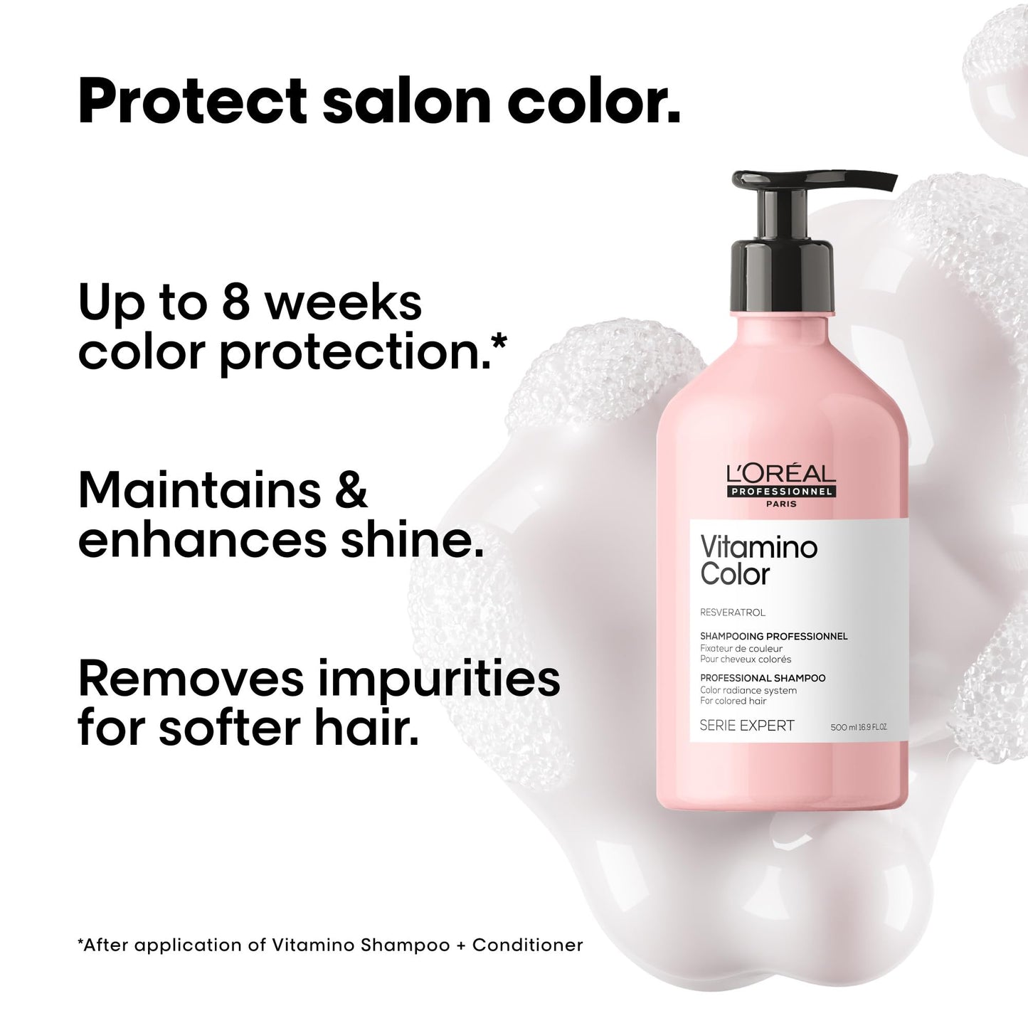 L'Oreal Professionnel Vitamino Color Shampoo & Conditioner Set - Protects & Preserves Hair Color, Prevents Damage, Adds Vibrancy & Enhances Shine
