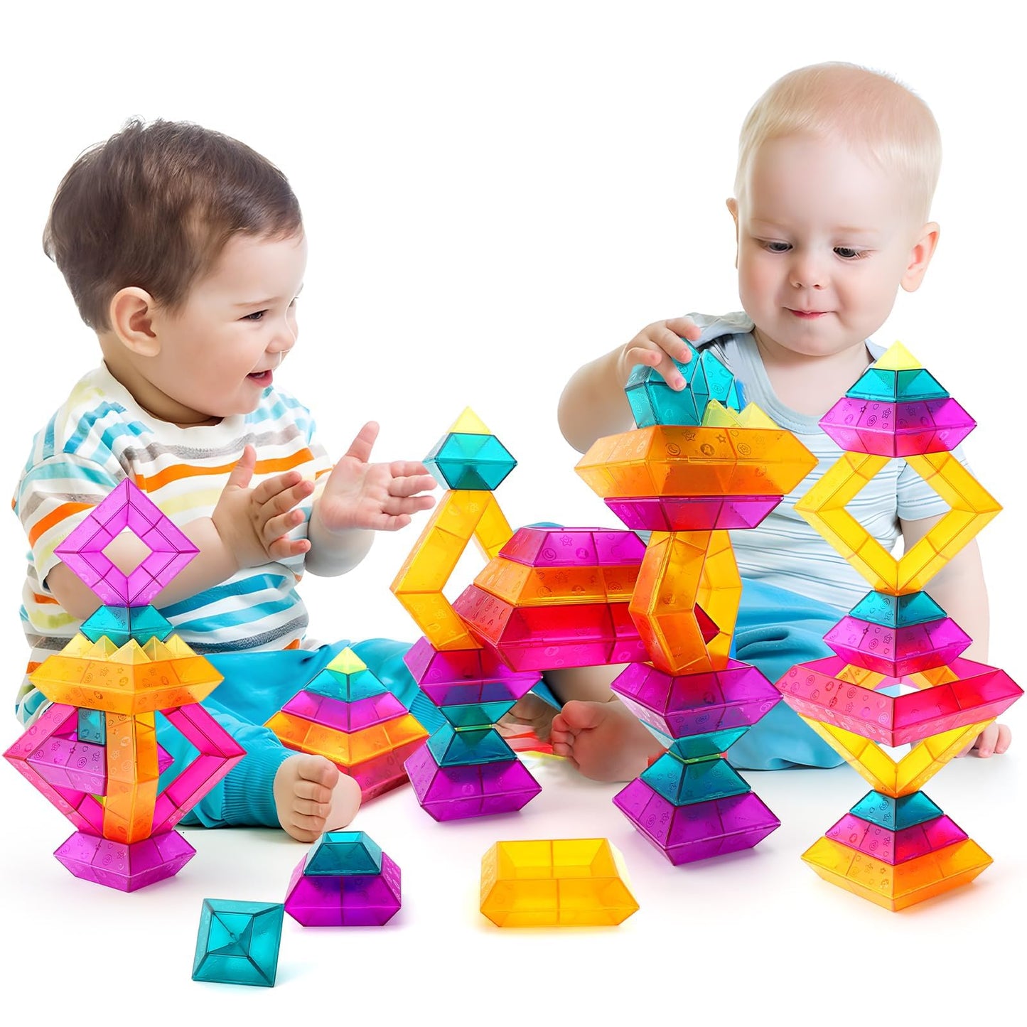 MAKE KIDS SMILE BUBBLE FUN Pyramids Montessori Toys for Boys and Girls - Pack of 30