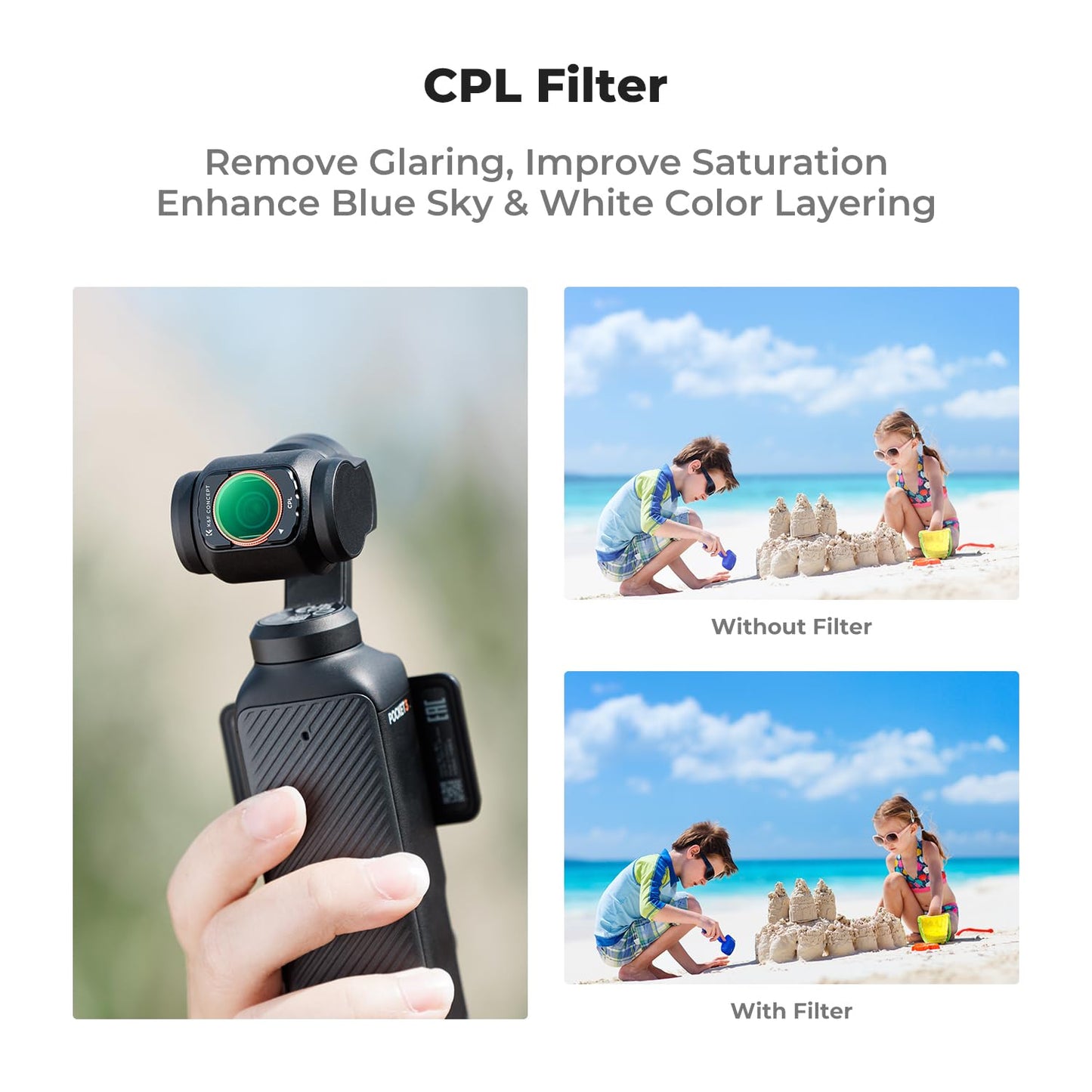 K&F Concept Magnetic 4 Pack ND & CPL Filter Kit Compatible with DJI OSMO Pocket 3, CPL ND16 ND64 ND256 Polarizing Neutral Density Filters, Multi-Coated/HD Optical Glass/Gimbal Compatible