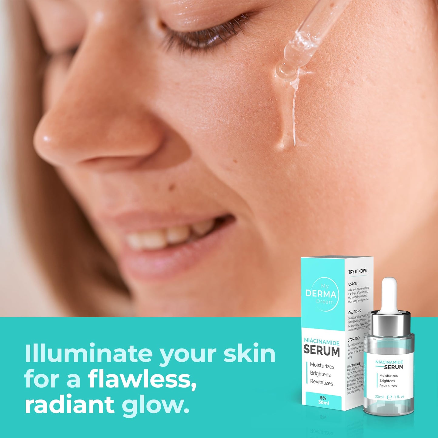MY DERMA DREAM | Niacinamide Serum 5% for Face - Aids in Minimizing Pores, Fading Dark Spots, and Reducing Redness - Rich in Antioxidant Vitamin B3 - Anti-Aging Face Serum - 90 Day Supply