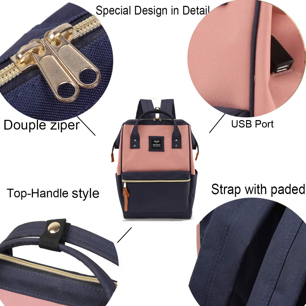 Himawari Laptop Backpack for Women&Men,Wide Open Large USB Charging Port 15.6 Inch Laptop Doctor College Work Bag (XK-05#-USB L）