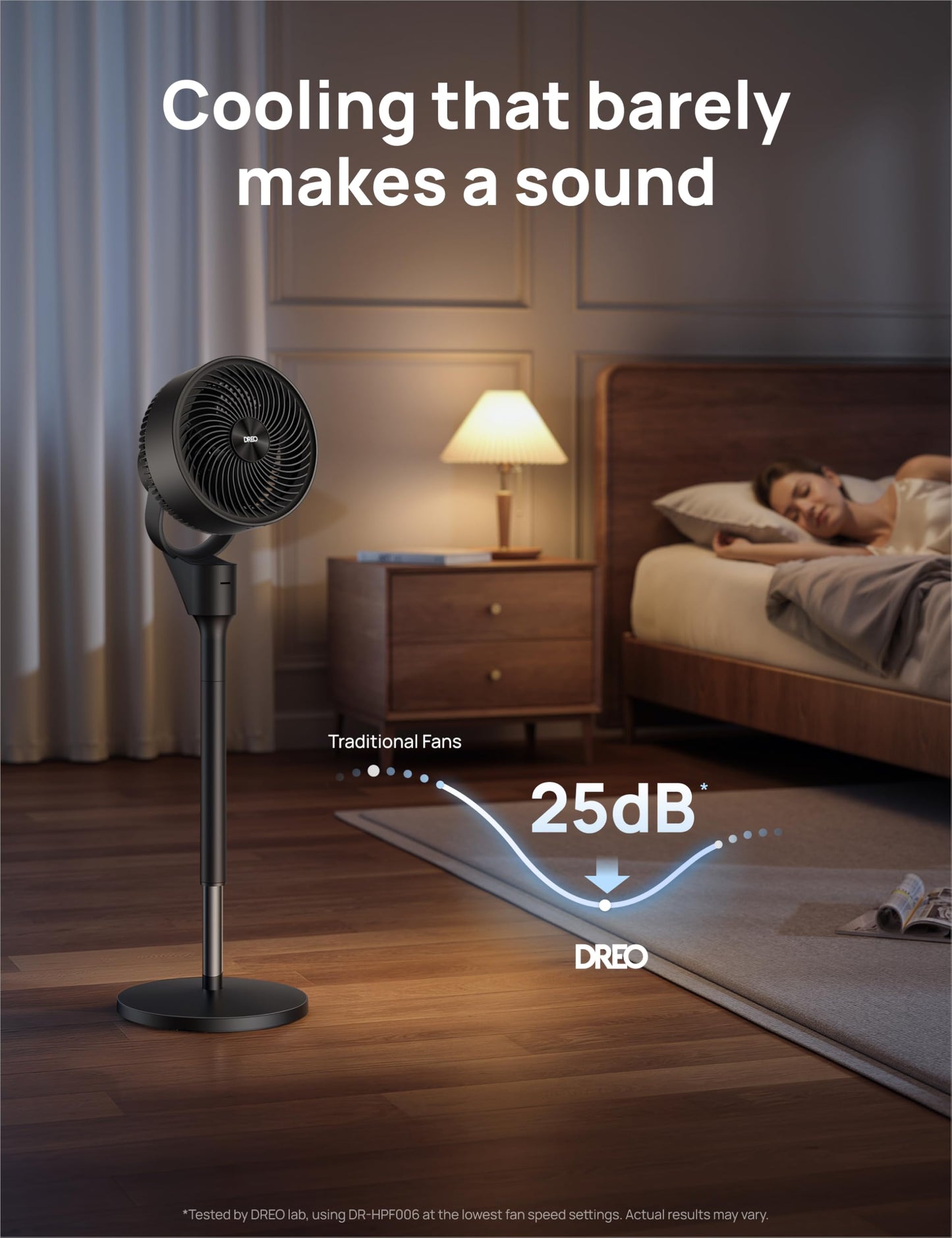 DREO Fan for Bedroom, 80° Oscillating Standing Fan, 20dB Quiet, 80ft Pedestal Fans for Home Office, 90° Manual Vertical, 3 Speeds, Remote, 34-41" Adjustable Height, Air Circulator