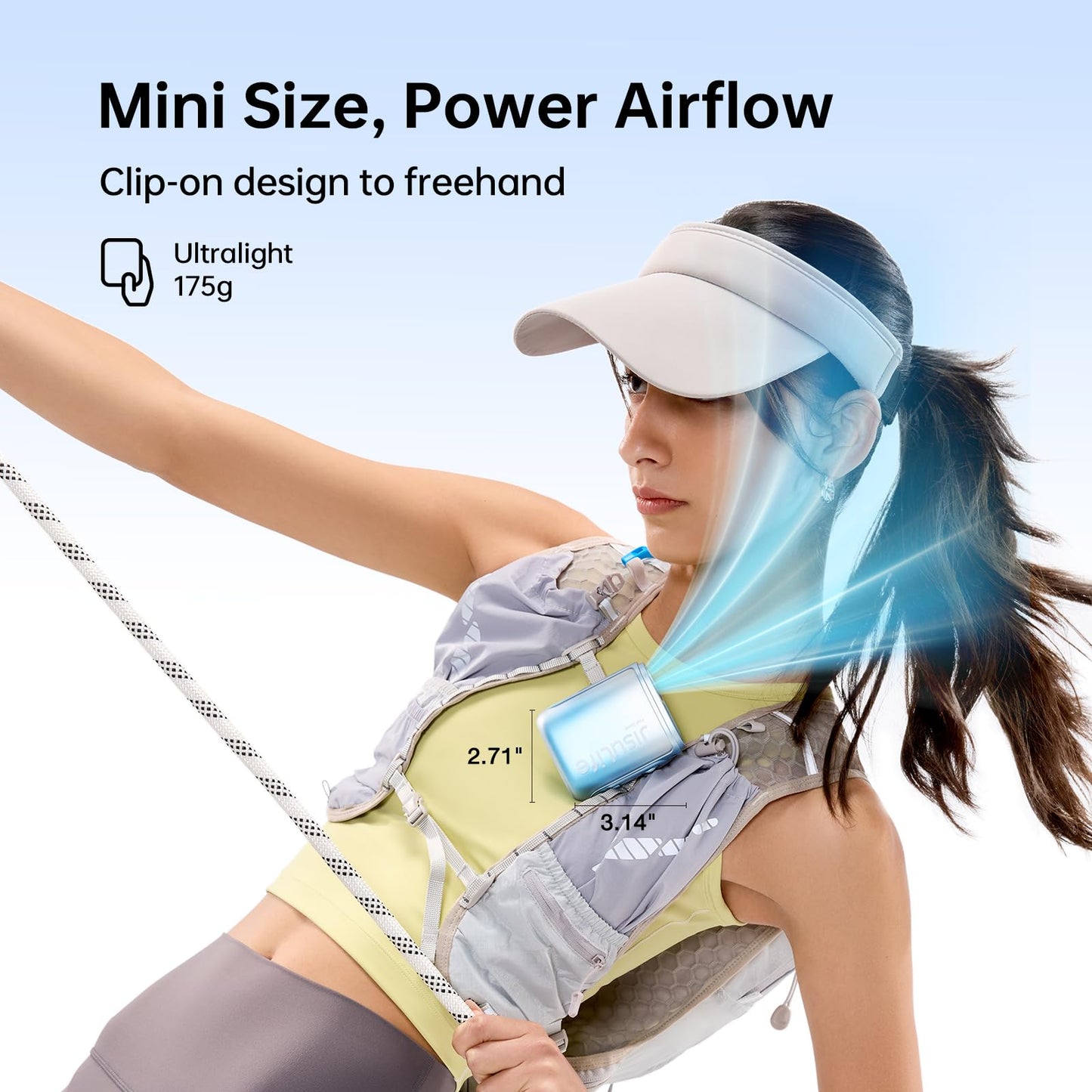 JISULIFE Portable Neck Fan, 100 Adjustable Speeds, 40000 RPM Cooling, Mini Personal Wearable Fan, 4500mAh USB Rechargeable, 16H Runtime, LED Display - Gifts for Outdoor, Travel, Camping, Summer (Blue)