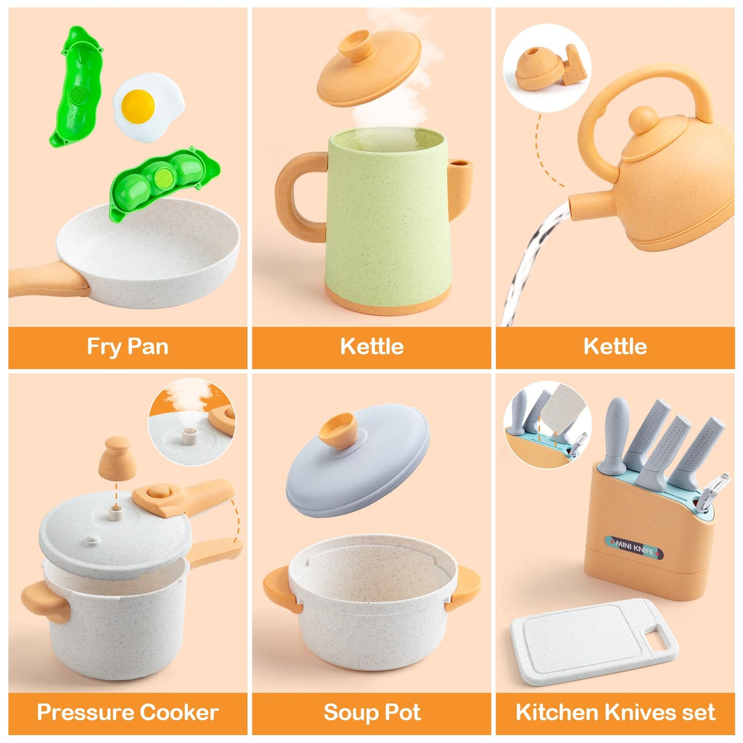 SWEYOGURT TIKJOYFUL 42Pcs Play Kitchen Accessories, Kids Kitchen Pretend Play Toys with Play Pots and Pans, Utensils Cookware Toys, Play Food Set, Toy Vegetables, Learning Gift for Girls Boys