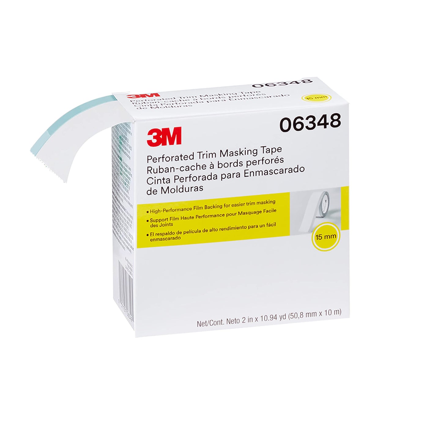 3M Perforated Trim Masking Tape 06348, Molding Paint Protection, Trim Lifting Tape, Hand Tearing, 15 mm Hard Band, 50.8 mm x 10 m
