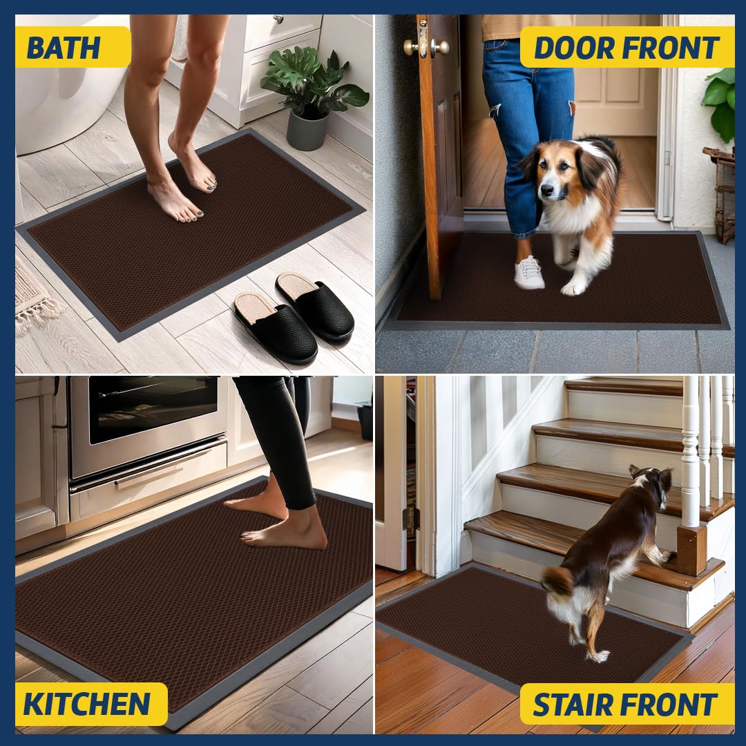 Muddy Mat® Meshy Mat™ Door Mat Heavy-Duty Quick-Dry Floor Mat, Sand & Dirt Trapper for Indoor & Outdoor, Ideal for Entrance, Mudrooms,Patios & Garages,Low-Profile,Non-Slip,Washable– Brown 23"x35"x0.4"