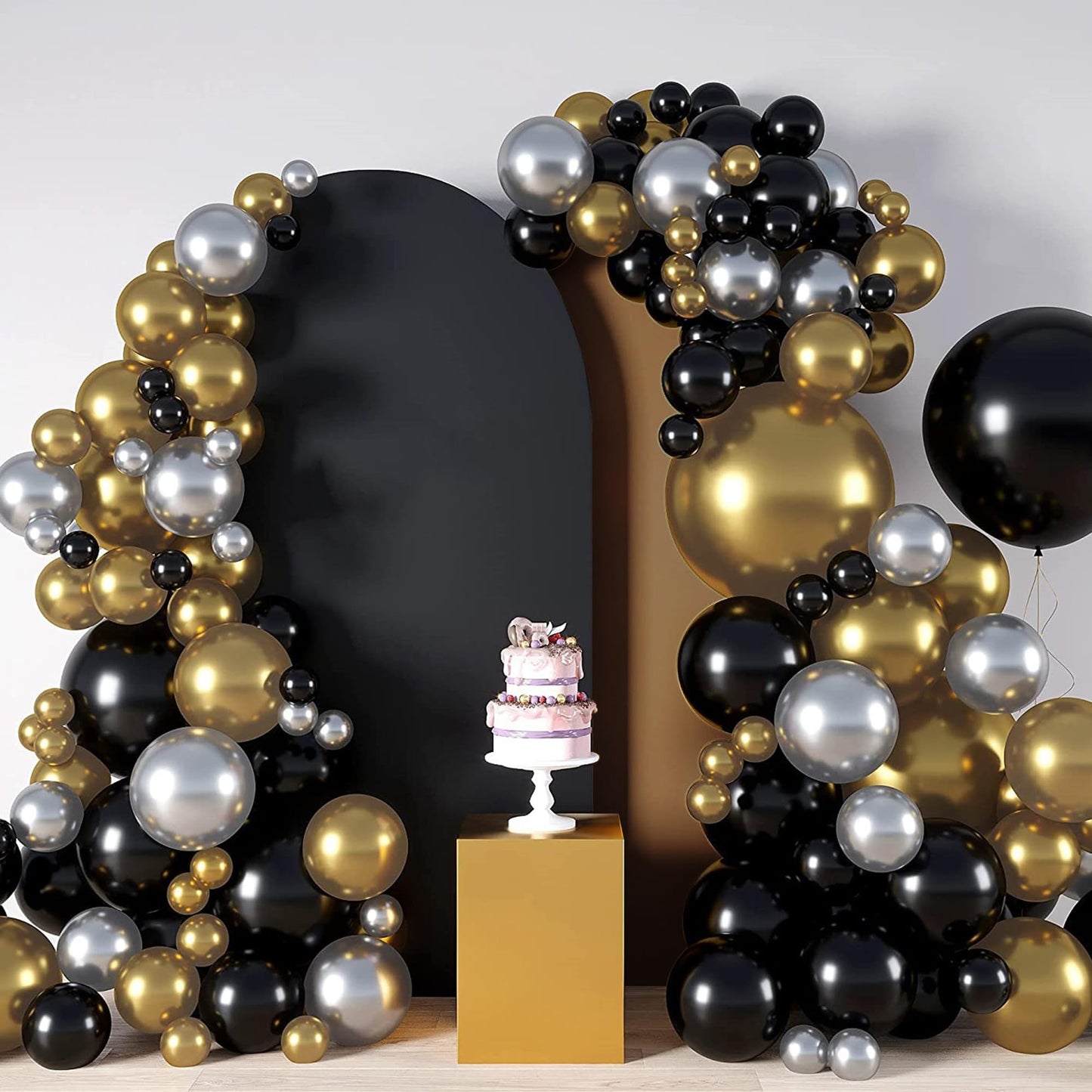 Wedding Arch Cover Spandex Arch Backdrop Cover (7.2FT,6.6FT,6FT) Set of 3 Arch Backdrop Cover Arch Stand Cover Arch Covers Stretchy Backdrop for Wedding Birthday Party Decoration Baby Shower (Black)