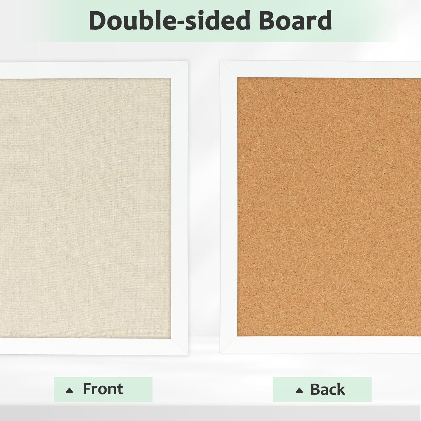 DOLLAR BOSS Cork Board Bulletin Board with Linen Double-Sided 24" x 18" Linen Corkboards for Walls Picture Display Vision Board for Office Home School Framed Picture Pin Board, 20 Pushpins 10 Clips