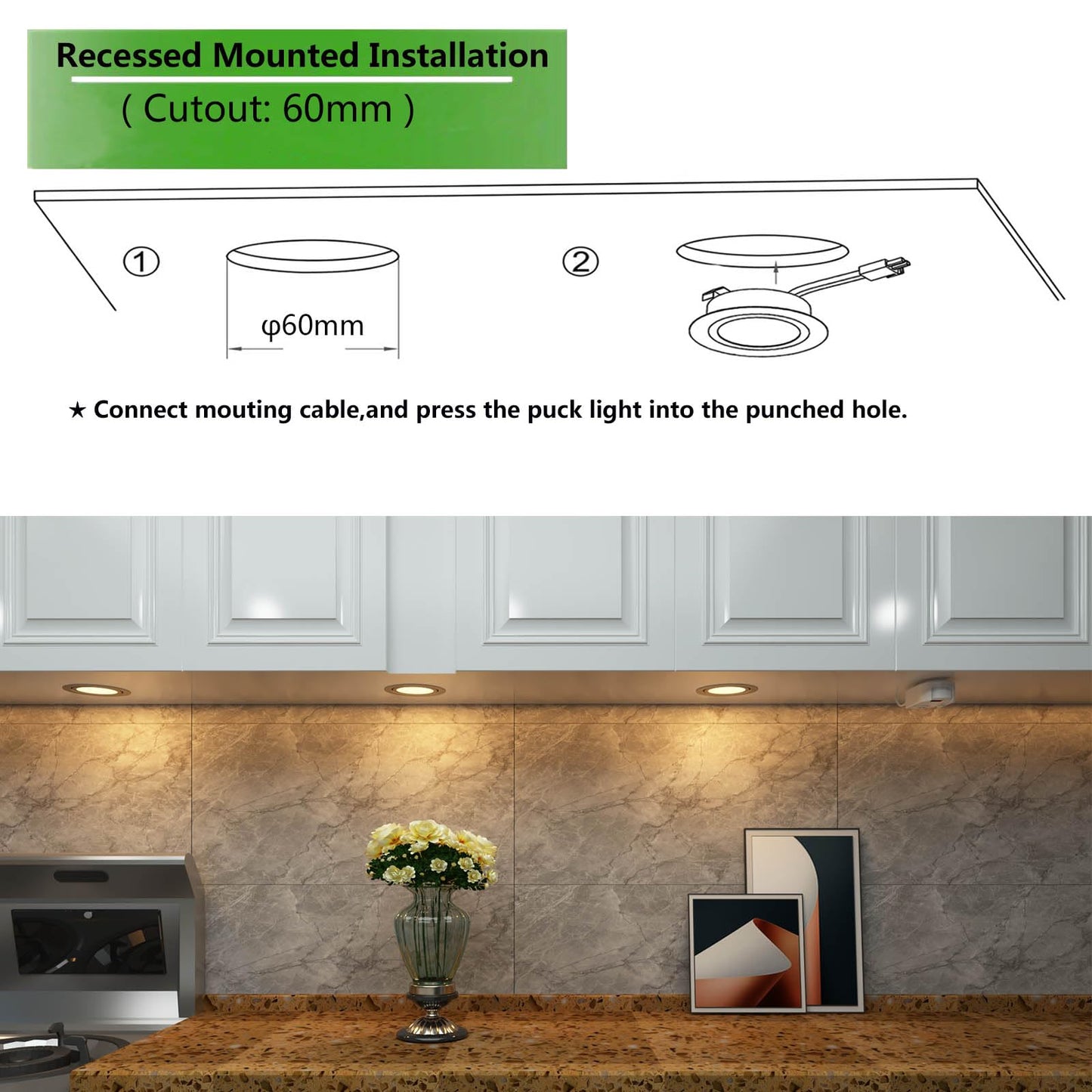 Smart Puck Lights LED Under Cabinet Lighting 2700k-6500k Dimmable Works with Alexa,Google Home,APP & Remote,12V,2W/pc,Recessed Kitchen Lamp Plug In for Counter,Display Shelf,2.5Inch Cutout,6pcs,Sliver