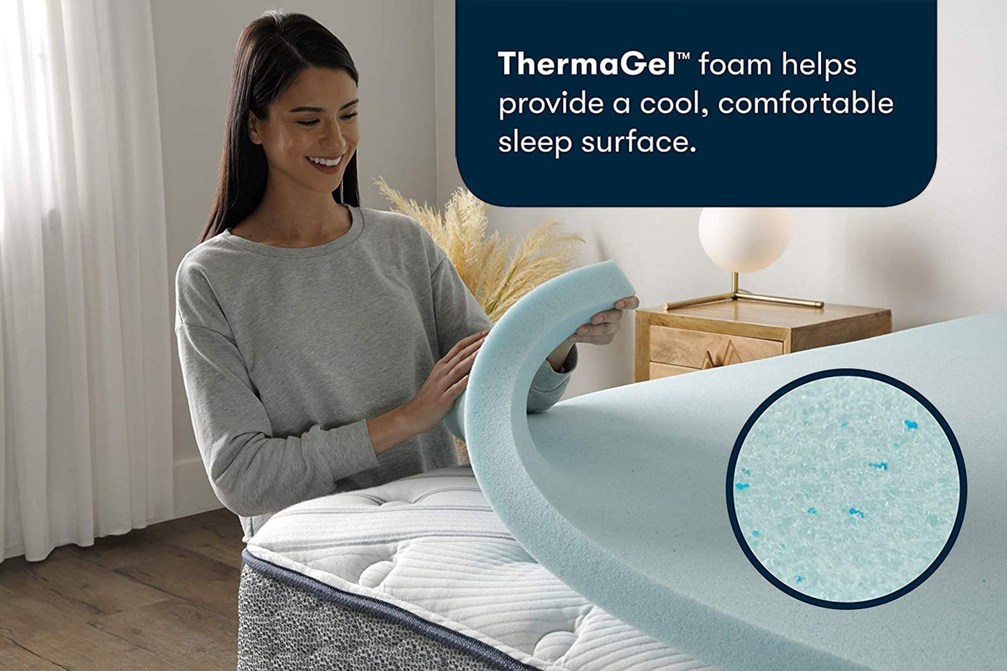 Serta ThermaGel Cooling, Pressure-Relieving Memory Foam Mattress Topper, 2 Inch, Twin, Made in The USA