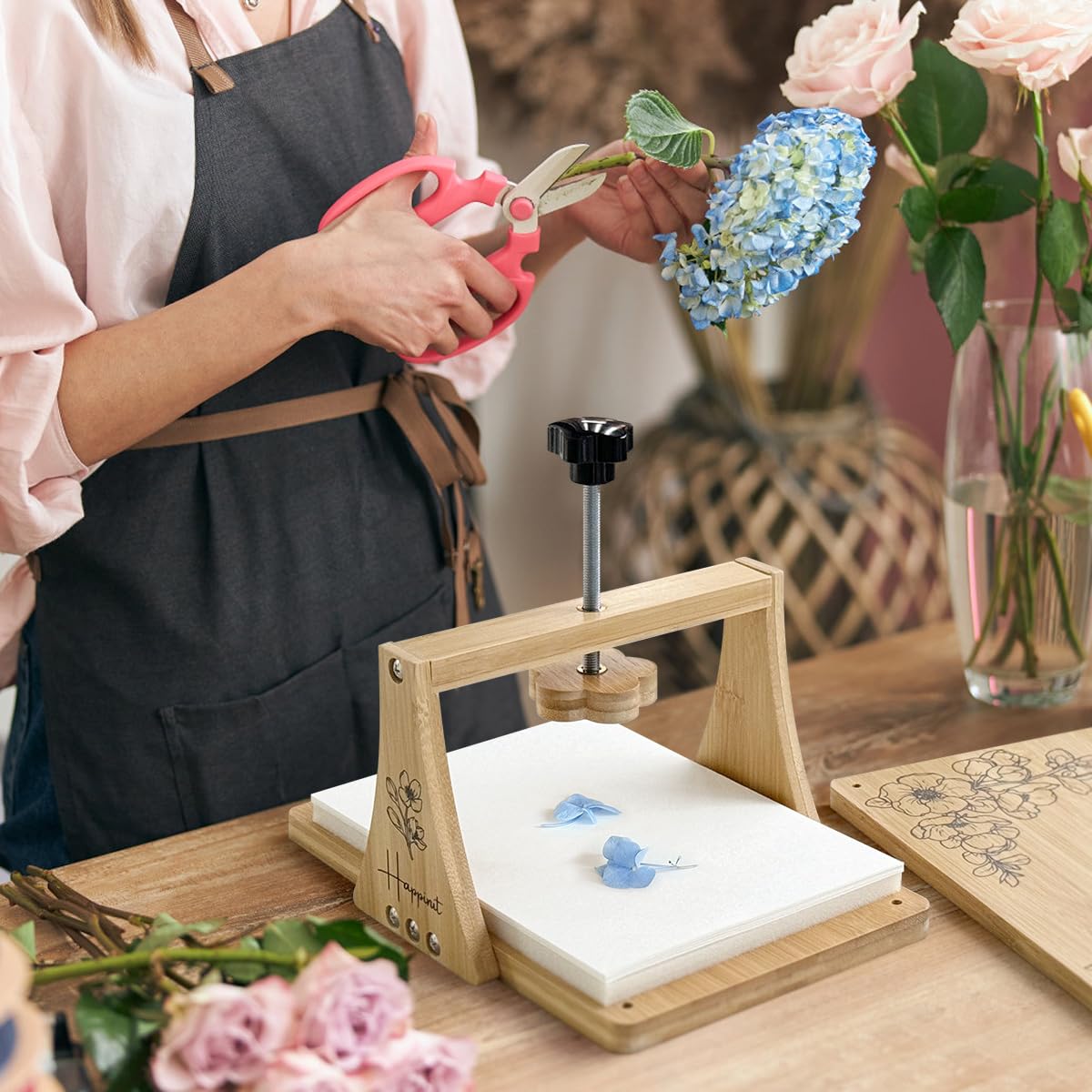 Happinit Large Flower Press Kit, 6 Layers 11" x7" Even Pressure Flower Pressed DIY Arts, Flower Pressing Kit for Adults, Dried Flower Plant Preservation Kit for Craft Lovers