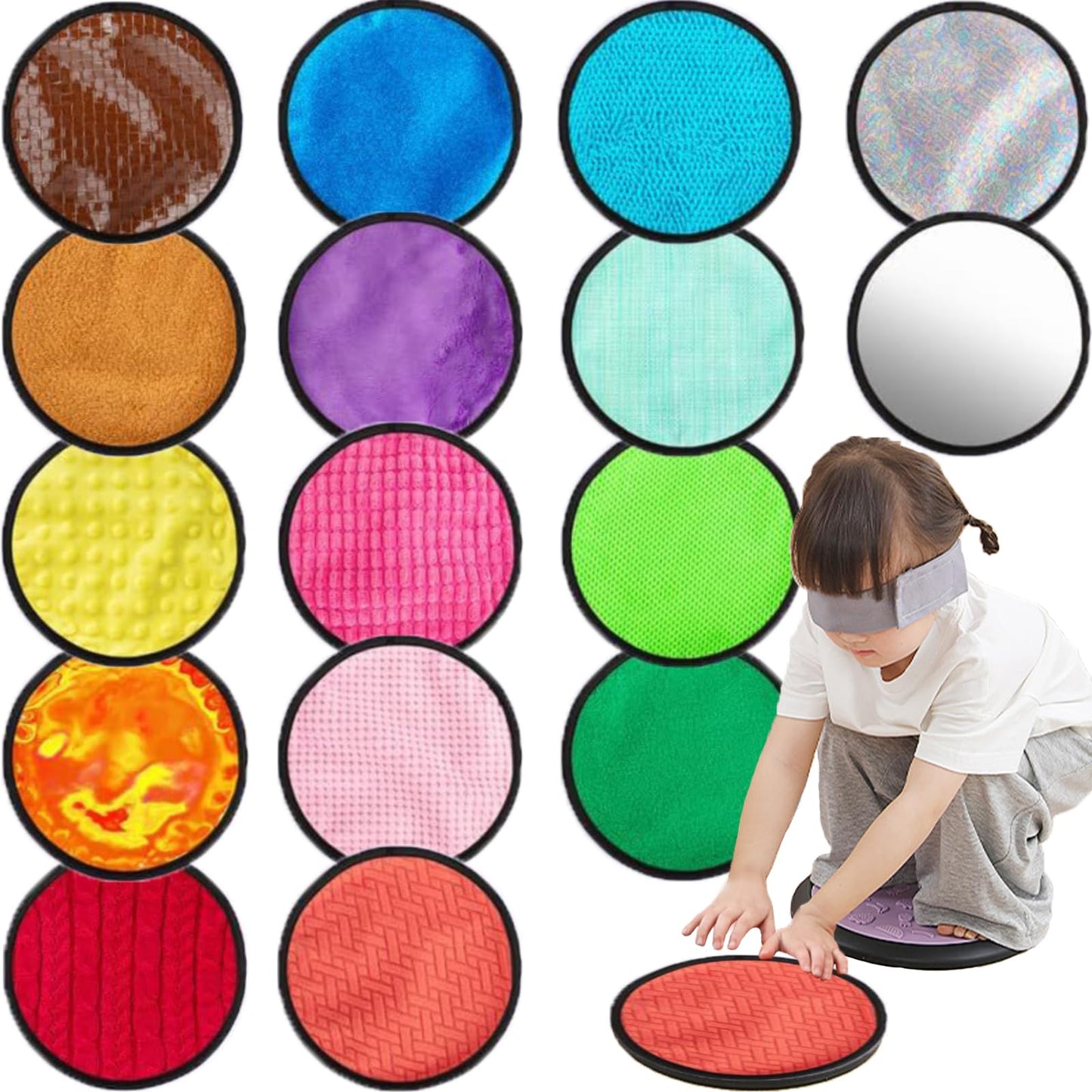 Sensory Mats, 16 Piece Set, Sensory Toys for Children with Autism, Touch Panel, Montessori Toy, Educational Toy for Children Aged 3 and Above, Gift