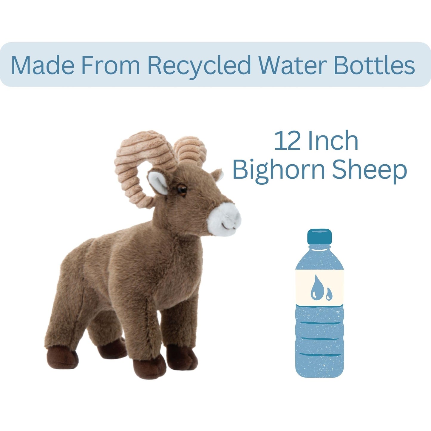 The Petting Zoo Big Horn Sheep Stuffed Animal Plushie, Gifts for Kids, Wild Onez Zoo Animals, Sheep Plush Toy, 12 inches