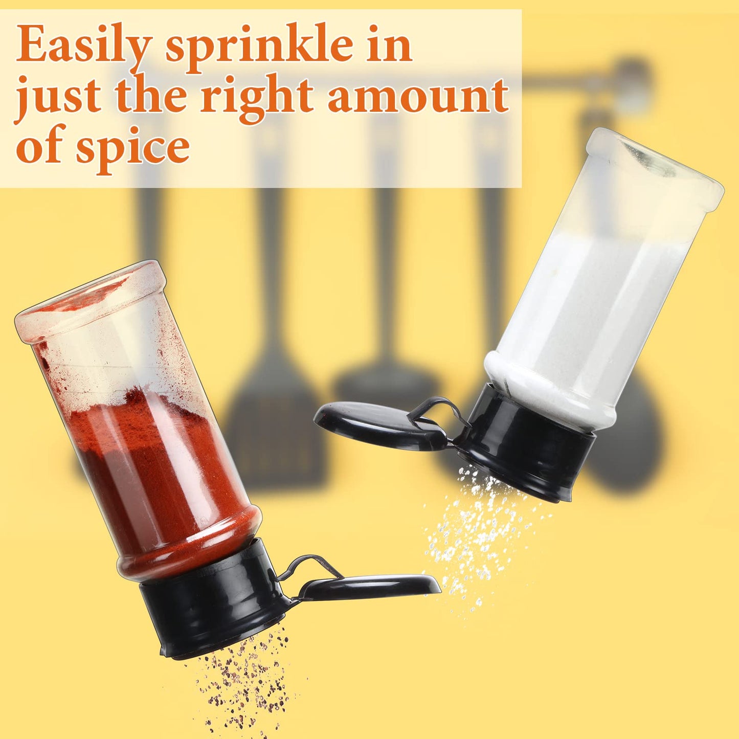 Amyhill 100 Pcs Plastic Spice Bottles Spice Jars Seasoning Jars Shaker Plastic Jars 3.3 Oz/ 100ml Seasoning Shaker with Shaker Lids(Black Lid)