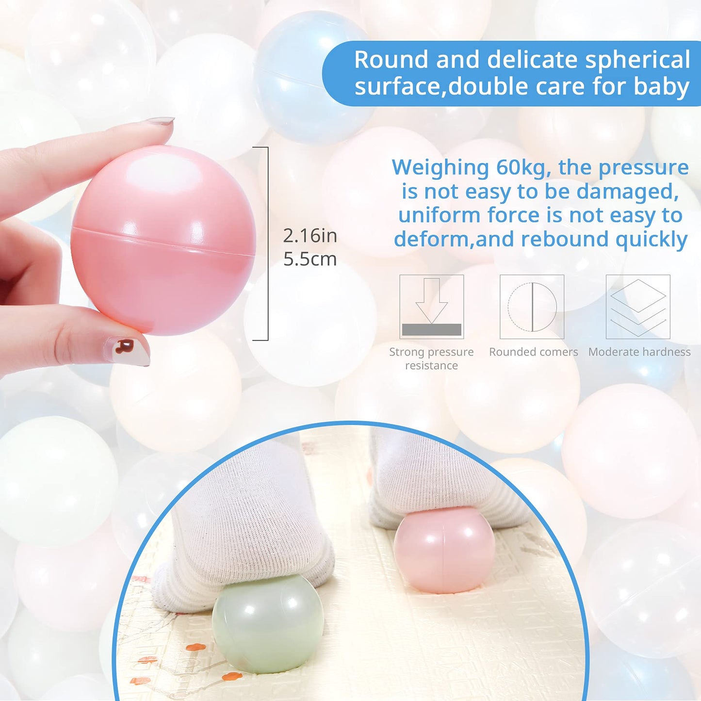 STARBOLO Star Ball Pit Balls - Pack of 100 200 500 1000 Macaron Balls BPA&Phthalate Free Non-Toxic Crush Proof Ocean Ball Soft Plastic Balls for 1-5 Years Kids Birthday Pool Tent Party.