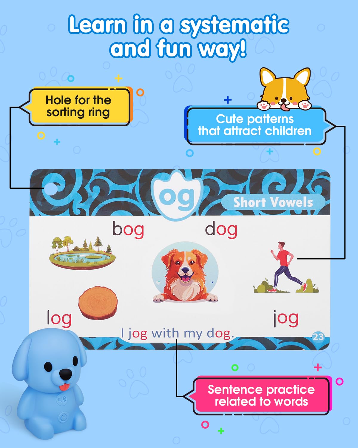Humzo Talking Phonics Flash Cards with Reader Pen