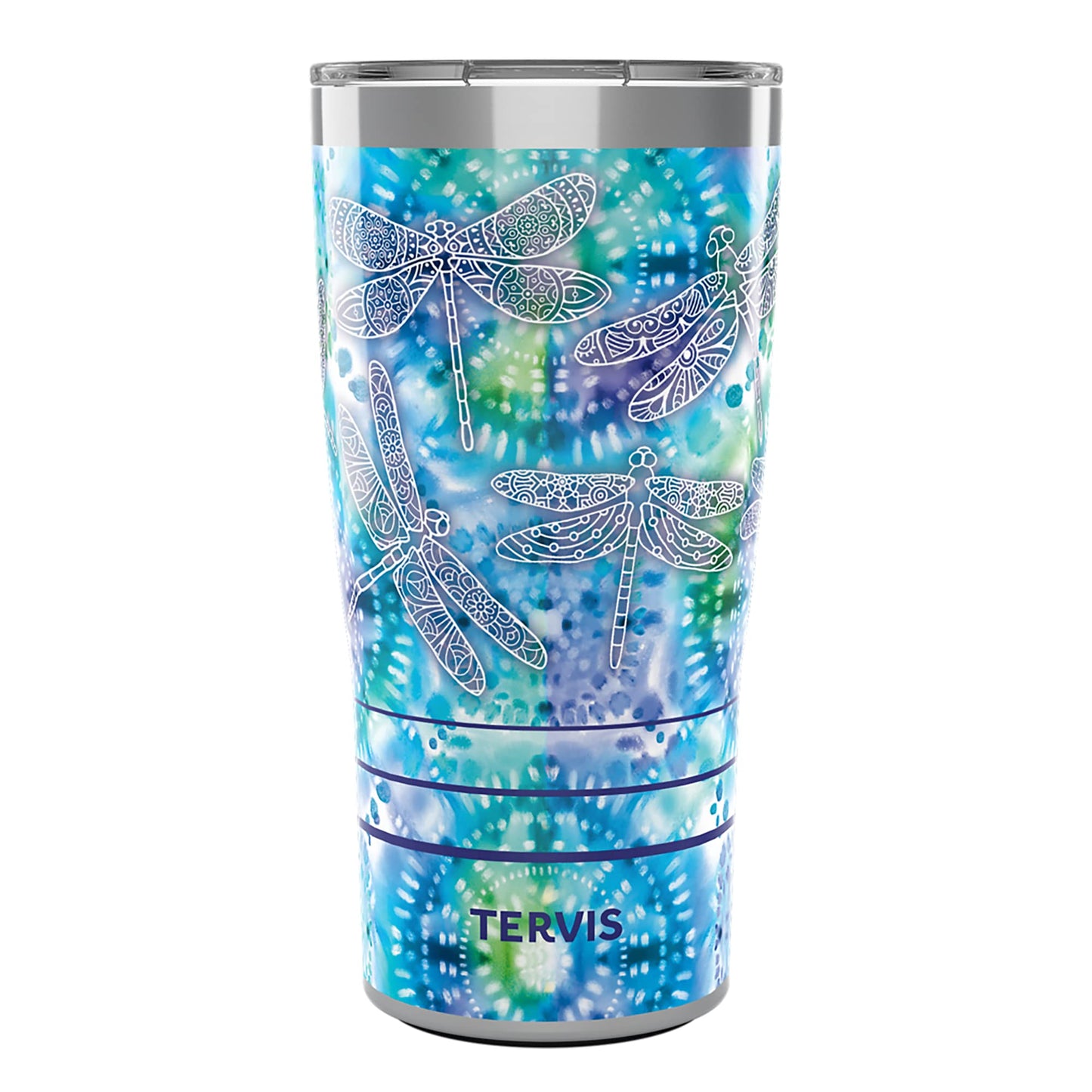 Tervis Traveler Tie Dye Dragonfly Triple Walled Insulated Tumbler Travel Cup Keeps Drinks Cold & Hot, 20oz, Stainless Steel